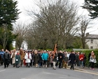 Participants in the Greystones Churches’ Good Friday Walk approach St Patrick’s Church. About 200 people took part in the walk drawn from St Patrick’s Church of Ireland, Holy Rosary Church, Nazarene Community Church, Greystones Presbyterian Church, Hillside Evangelical Church, YMCA Greystones and Greystones Community Church.