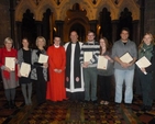 Students from the Archbishop of Dublin’s Certificate in Church Music were presented with their certificates  in Christ Church cathedral at Evensong on Sunday 20 November 2011.

These are (from left to right): June Lee Mac Curtain (who has completed the three year course); Inga Hutchinson (who has completed Year 1); Helen O’Toole (who has completed the three year course); Jamie Boshell (who has completed Year 1); Archdeacon Ricky Rountree (Chairman of the Dublin and Glendalough Church Music Committee); Damian Griffith–Bourke (who has completed the three year course); Helen Dawson (who has completed Year 2); Tristan Clarke (who has completed the three year course) and Róisín Rowley–Brooke (who has completed Year 2).  Beth Burns (who has completed Year 1); Richard Whittern (who has completed Year 1) and Róisín Burbridge (who has completed Year 2) were unable to be present.