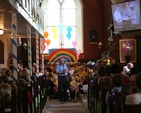 David Gough, CMS Ireland Regional Mission Partner for Sudan, Egypt and Zambia speaking to the pupils of West Glendalough schools at the service that preceded their sports day in Donaghmore.