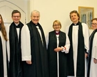 The Revd Dr William Olhausen (St Matthias’), the Revd Ása Bjork Ólafsdóttir (Christ Church, Dun Laoghaire), the Revd Niall Sloane (Holy Trinity), Archbishop Michael Jackson, Bishop Pat Storey, the Revd Gary Dowd (St Paul’s), the Revd Abigail Sines (St Paul’s) and the Revd Bruce Hayes (Dalkey) in St Paul’s Church in Glenageary where Bishop Storey spoke as part of a Holy Week series she gave in the cluster of parishes. 