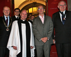 Alister White of the Masonic Old Boys Association; Revd David Gillespie, Vicar of St Ann’s; former Dublin Gaelic Footballer, Tommy Carr; and Keith Lewis of Mountjoy Mount Temple School at the 63rd Annual Ecumenical Service of Thanksgiving for the Gift of Sport in St Ann’s Church, Dawson Street.