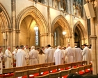 The clergy and lay ministers of the dioceses renew their commitment to ministry at the Chrism Eucharist on Maundy Thursday in Christ Church Cathedral. 