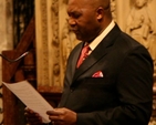 Dr Vincent Jacks reading a lesson during the diocesan Discovery anniversary thanksgiving service in Christ Church Cathedral.