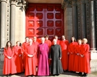 Members of St Ann’s Choir with the Bishop of Tuam, the Rt Revd Patrick Rooke; the Vicar of St Ann’s, the Revd David Gillespie; and the Musical Director of St Ann’s, Charles Marshall outside the Dawson Street church following the three hour Good Friday Service at which Bishop Rooke gave the reflections. 