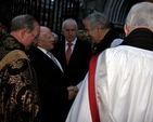 President Michael D Higgins talks to Archbishop Michael Jackson following the Remembrance Sunday Service in St Patrick’s Cathedral. 