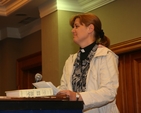 Pictured is the Revd Suzanne Harris, Curate in Booterstown and Mount Merrion opening an Ecumenical talk in Authority and Ministry in Stillorgan.