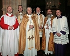 Director of Music at Christ Church Cathedral, Dublin, Ian Keatley; Dean of Christ Church, the Very Revd Dermot Dunne; the Archbishop of Dublin, the Most Revd Dr Michael Jackson; the Very Revd Dr Hugh P Kennedy, ADM, of St Peter’s Roman Catholic Cathedral, Belfast; Canon Patrick Comerford (preacher); and Director of Music at St Peter’s Cathedral, Nigel McClintock, following the special cross border, ecumenical St Patrick’s Day Festival Eucharist in Christ Church Cathedral. 