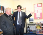 Revd Paul Houston and Minister Brian Lenihan, TD, inspect one of the new classrooms in Castleknock National School.