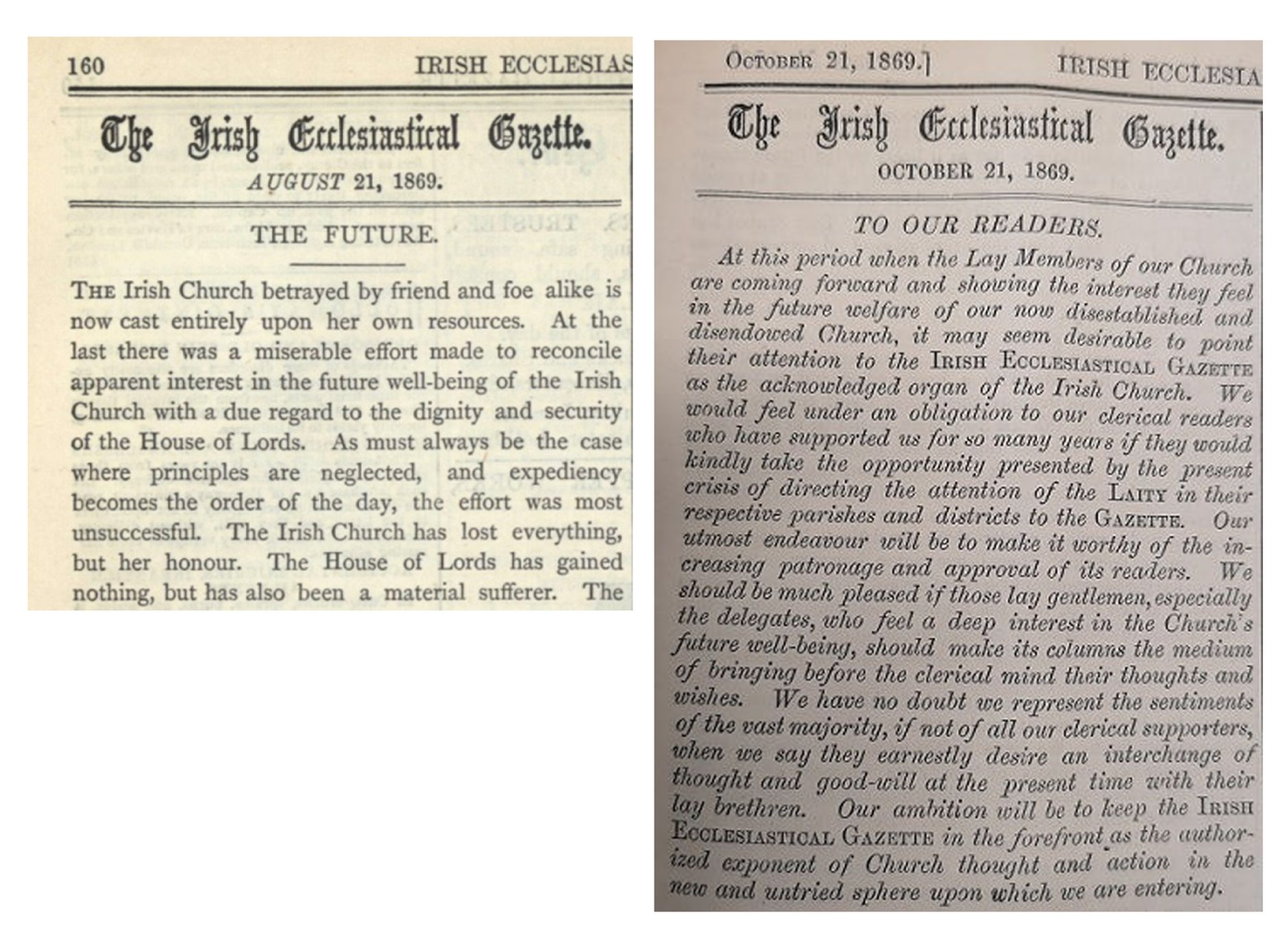 A Month is a Long Time in Politics: Disestablishment of the Church of Ireland as Covered in the Gazette  - Archive of the Month August 2019