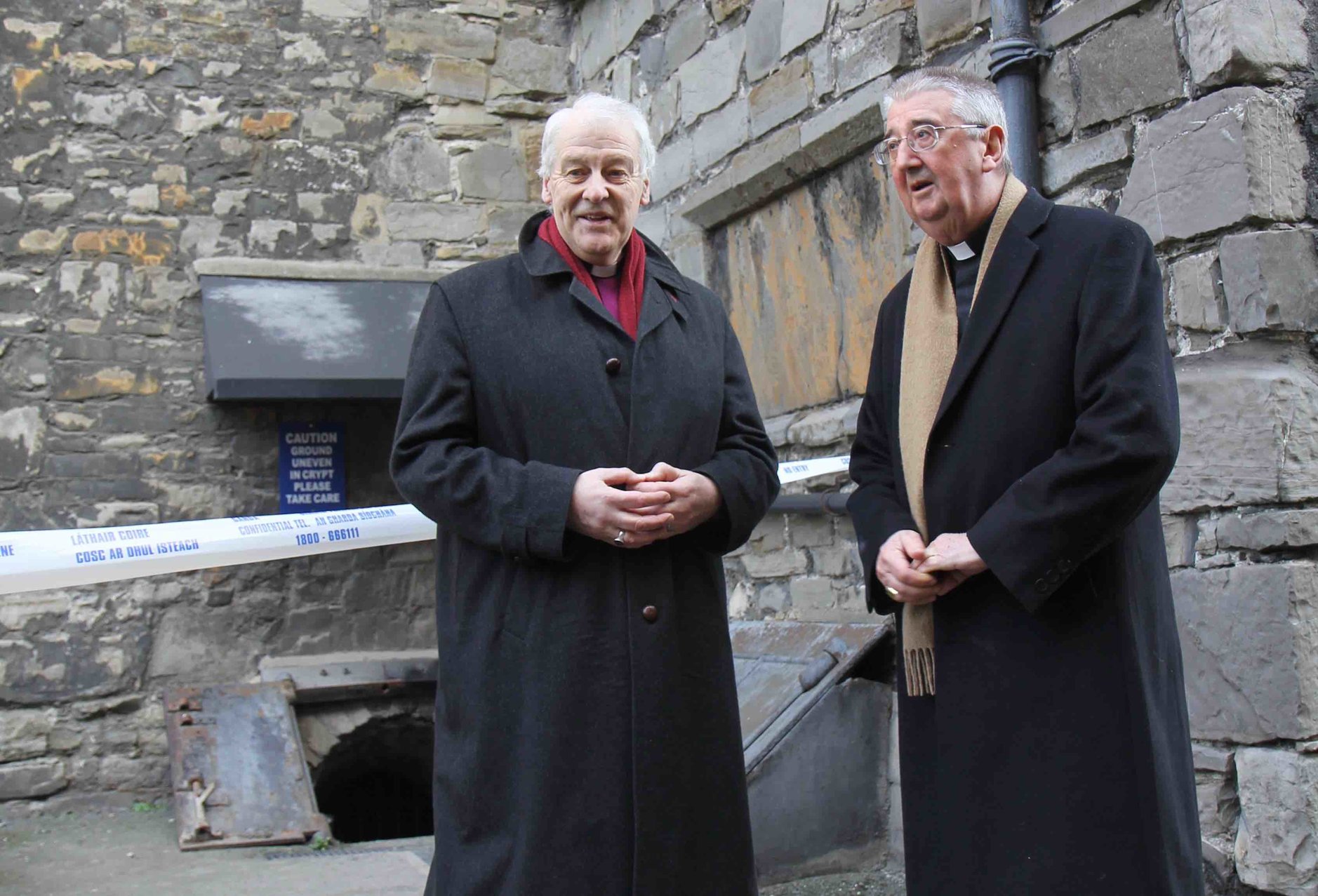 Archbishops of Dublin Visit Desecrated St Michan’s Crypt - The Archbishops appealed for the return of the head of the Crusader. The crypt is to be reconsecrated.