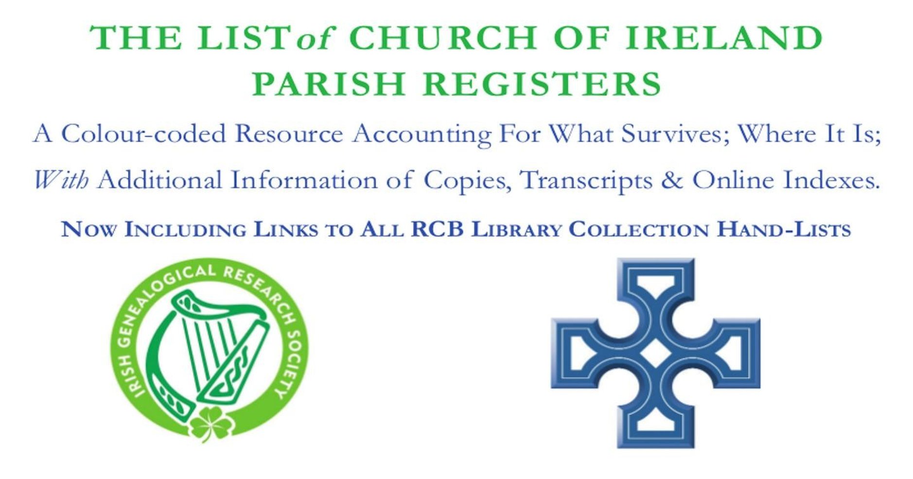 Church of Ireland Parish Record Collections More Discoverable With Online Links to RCB Library Hand–Lists