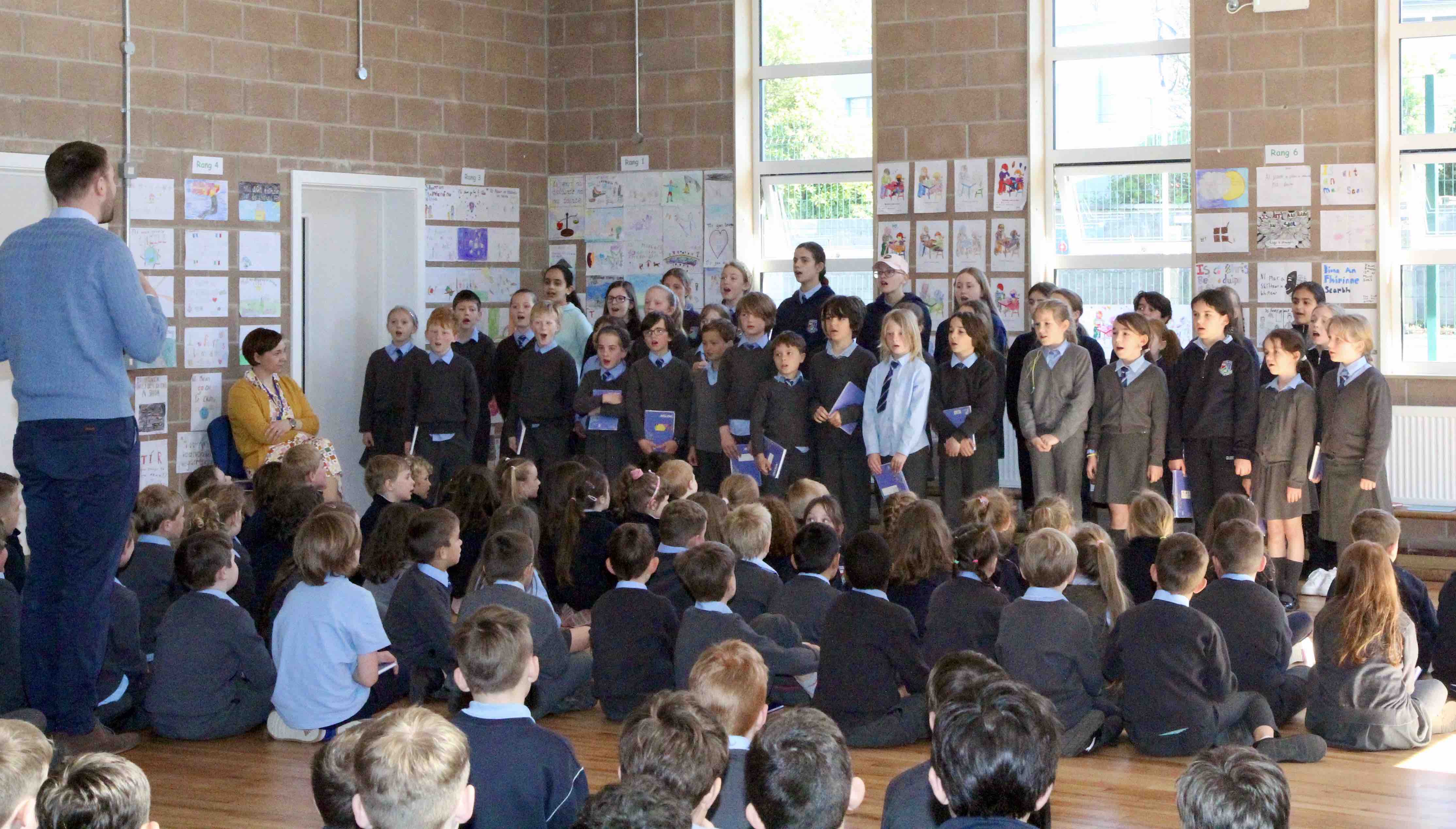 The Glebe School Choir performing at the dedication of their school extension.