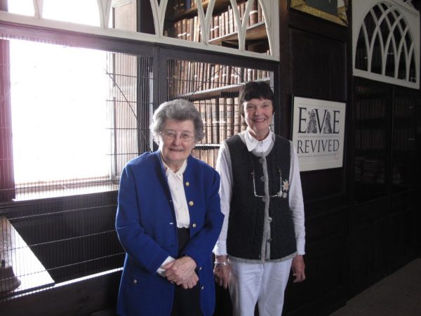 Dr Muriel McCarthy (left) and Ann Simmons in 2011 in Marsh's Library.