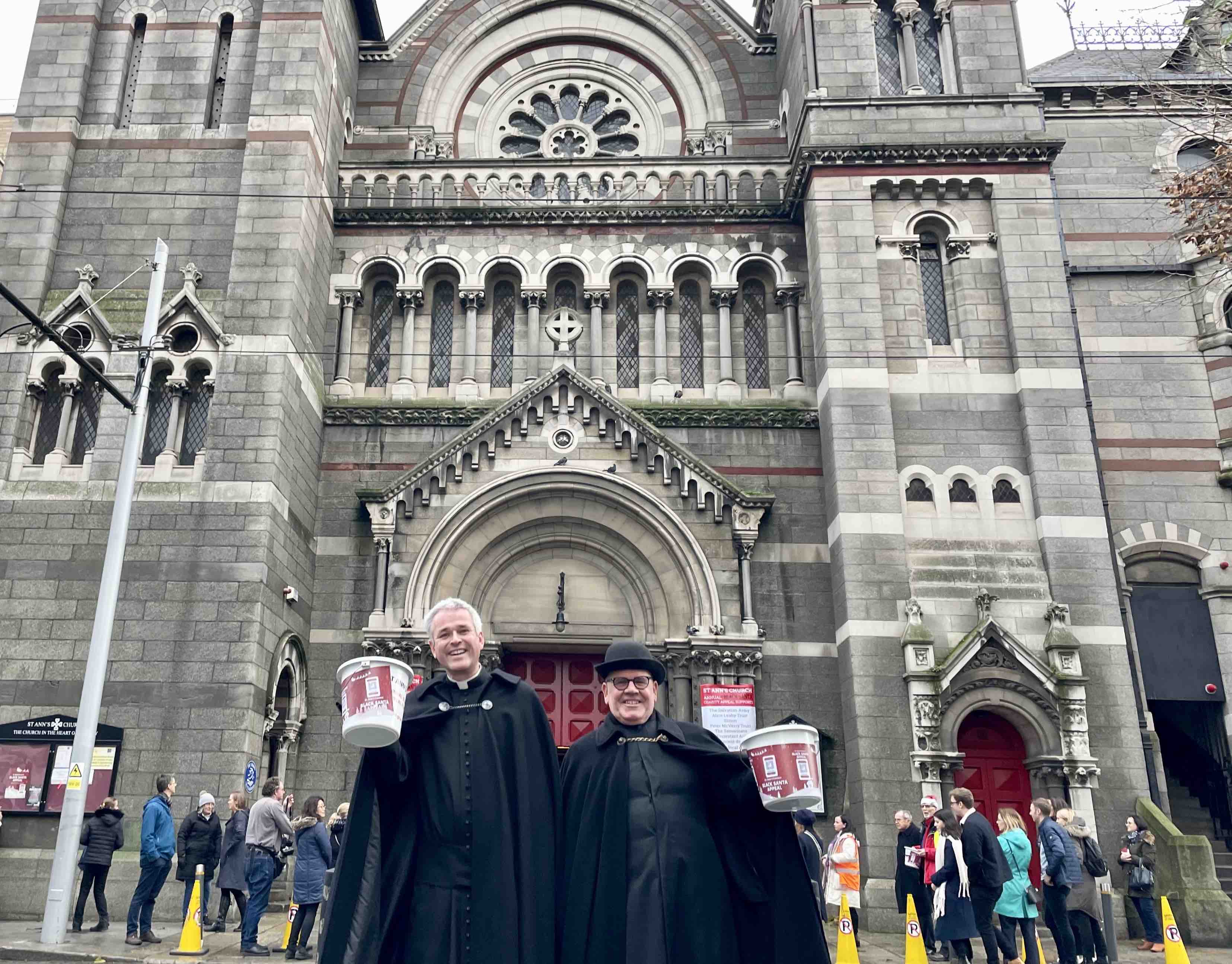 Canon Paul Arbuthnot and Fred Deane will be outside St Ann's until Christmas Eve.