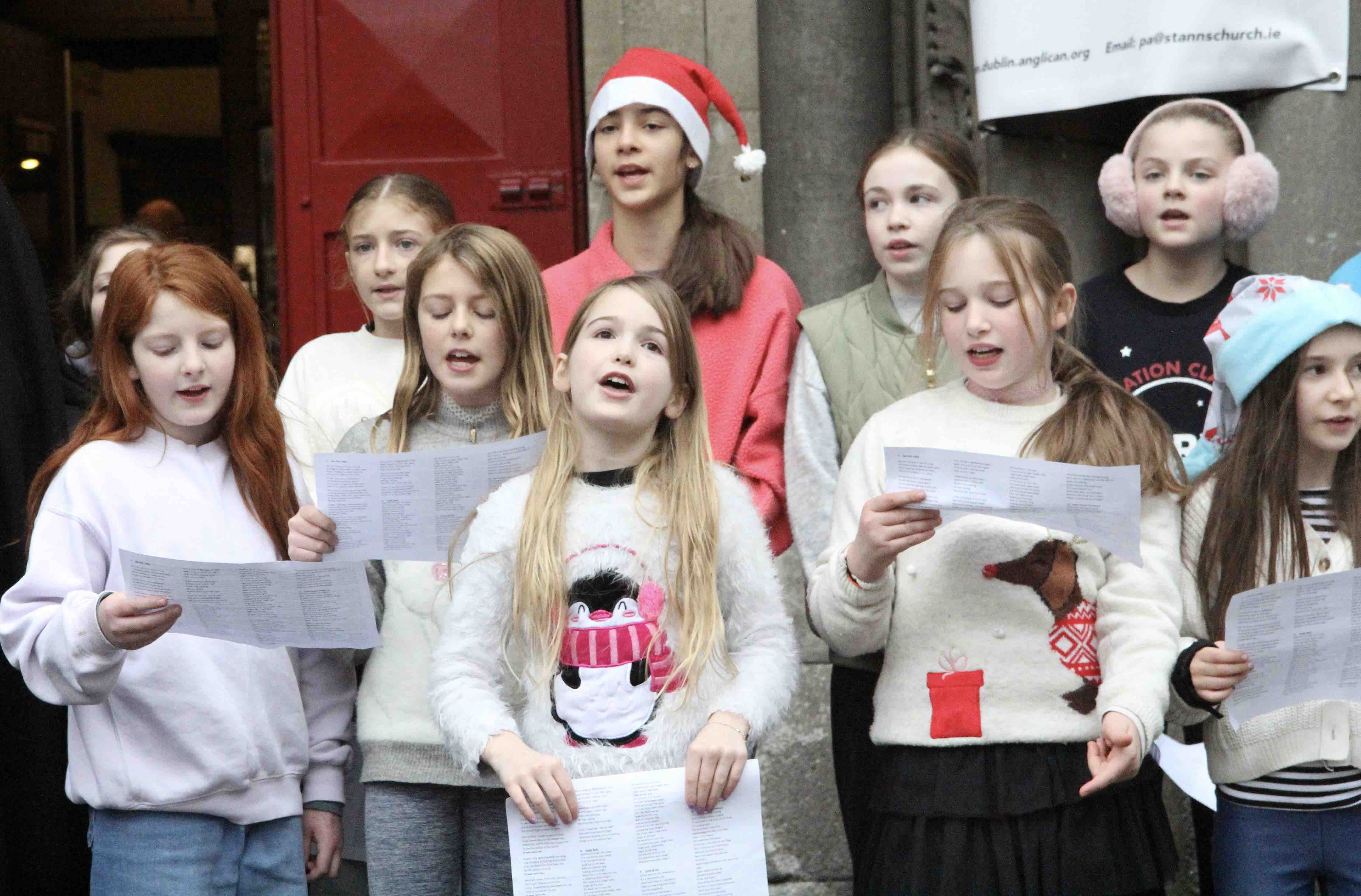 Some of the singers with the Kildare Place School choir at the Black Santa launch.