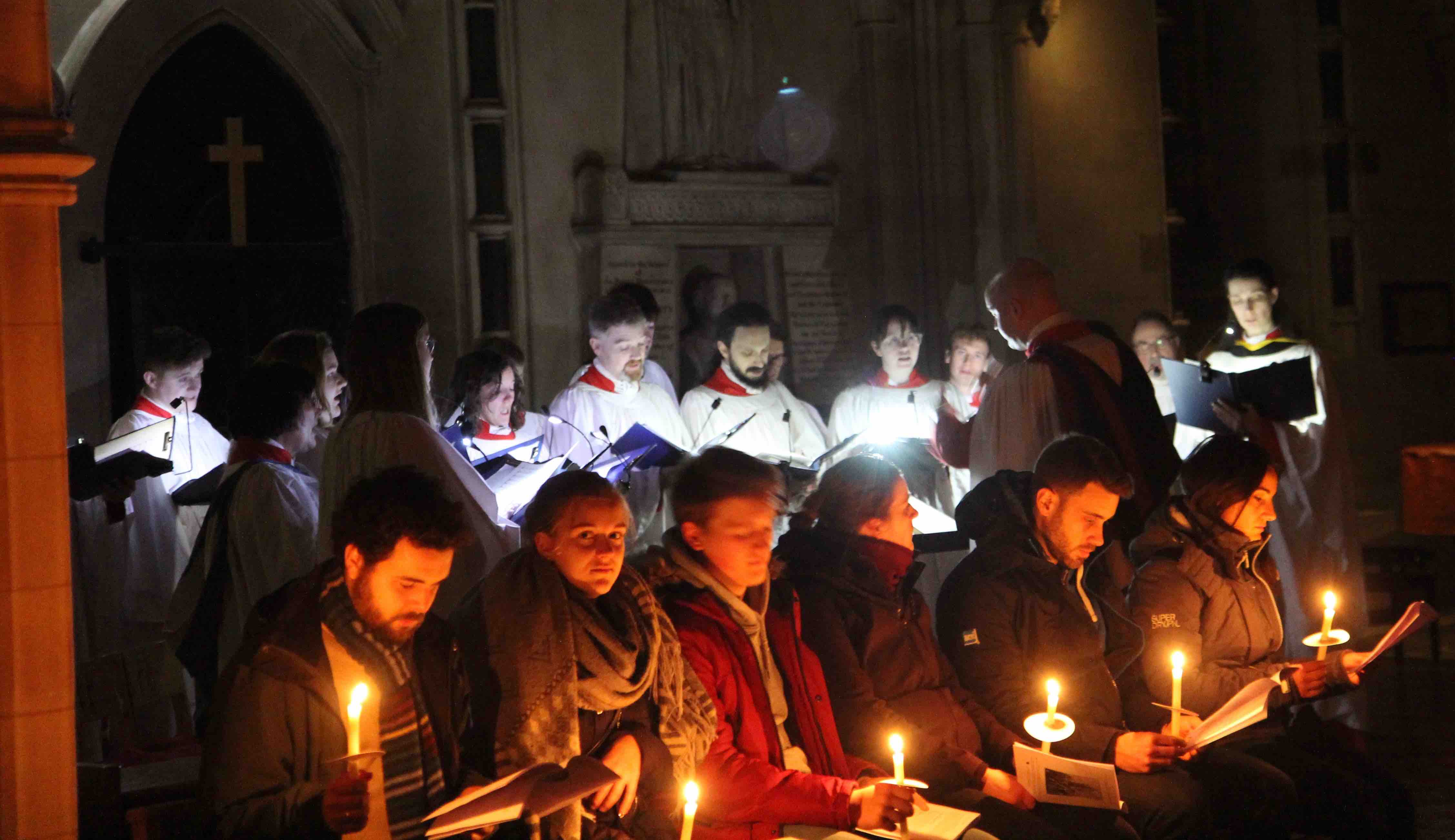 The Cathedral Choir singing at the West End of Christ Church Cathedral.