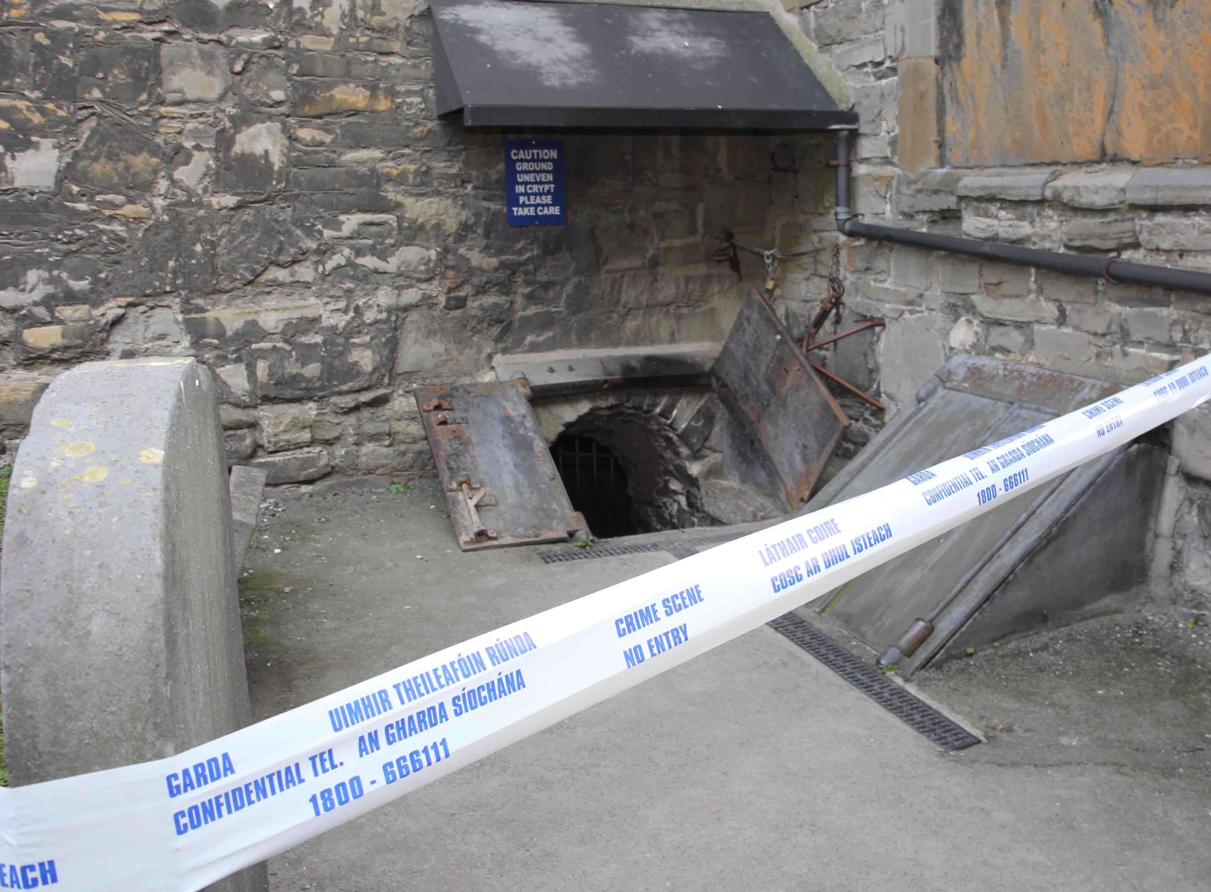 The entrance to the crypt at St Michan's is currently sealed off.