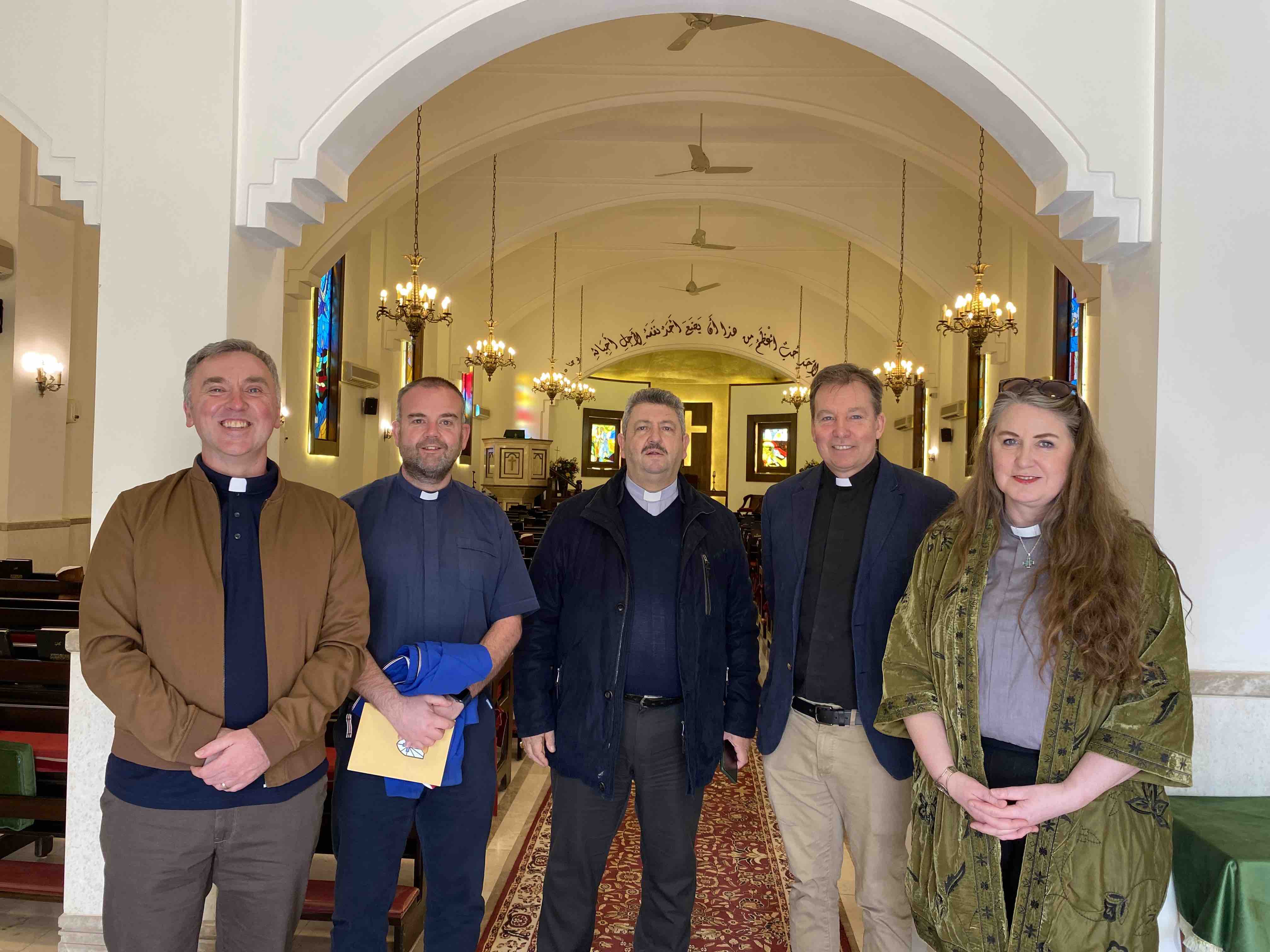 The Revd Rob Clements, the Revd Colin McConaghie, Canon Fa'eq Haddad, Canon Peter Campion and the Revd Ása Bjork Ólafsdóttir.