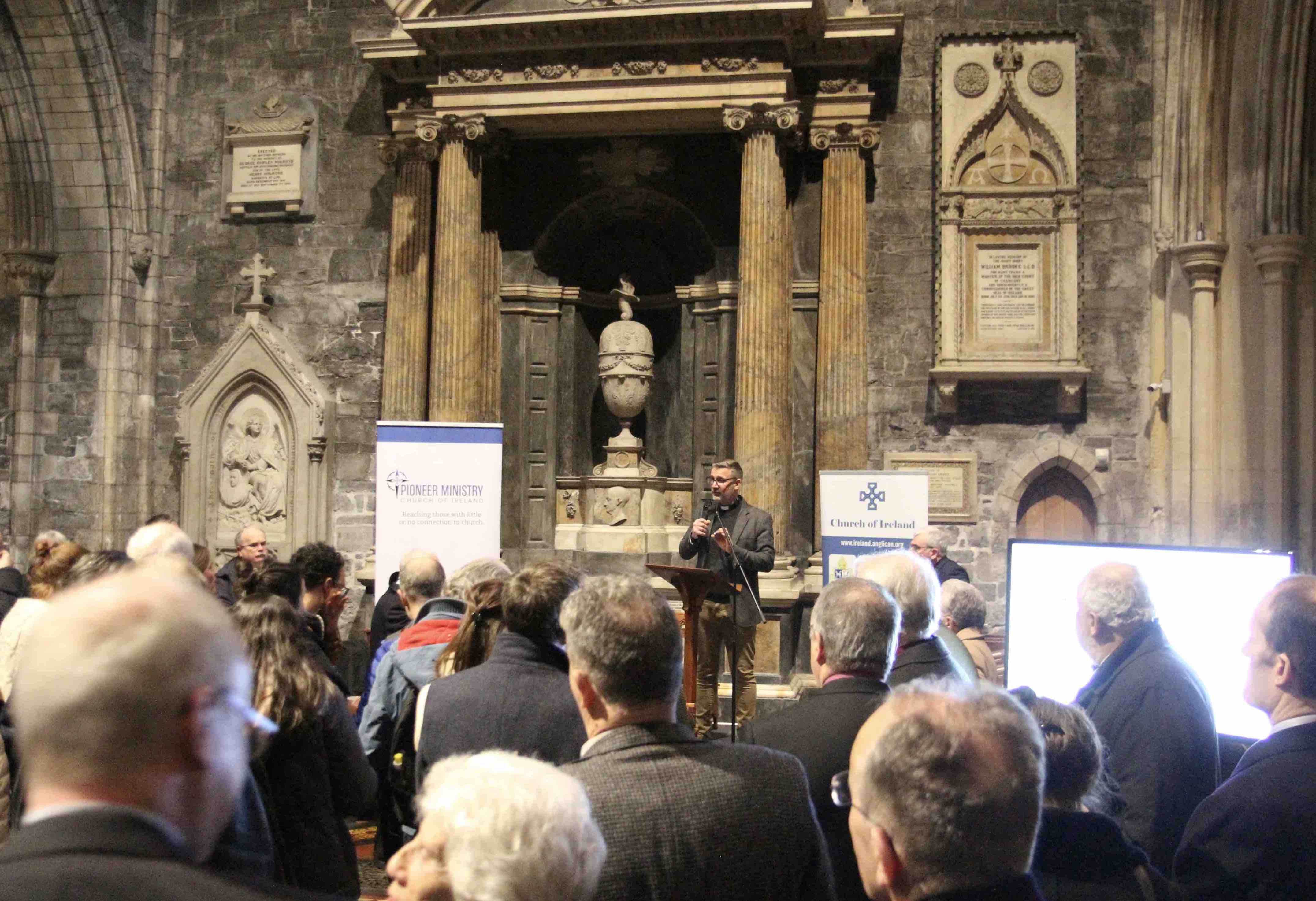 The Revd Rob Jones speaking after the service.