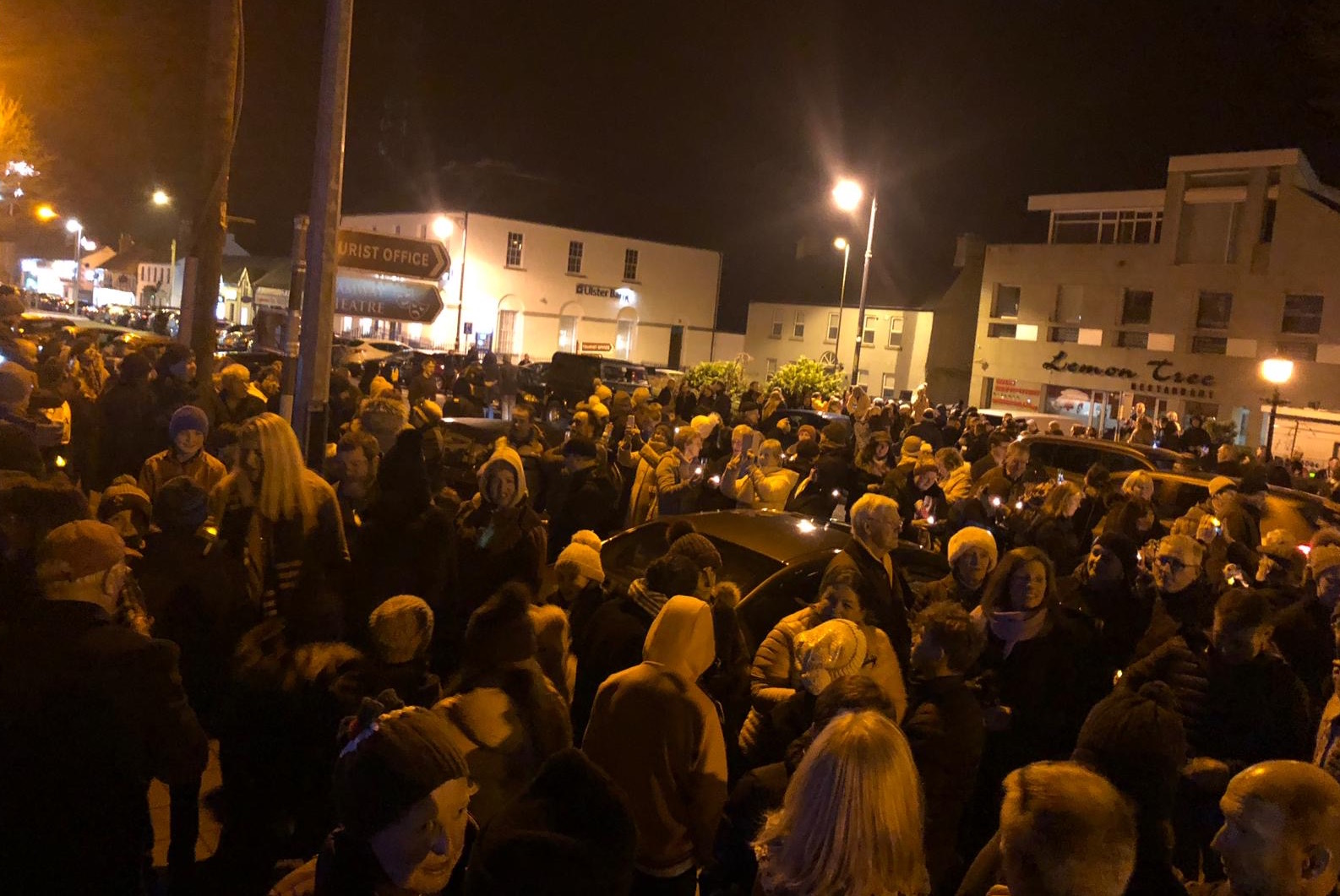 Up to 1,000 people gathered in the Square in Blessington on New Year's Eve.