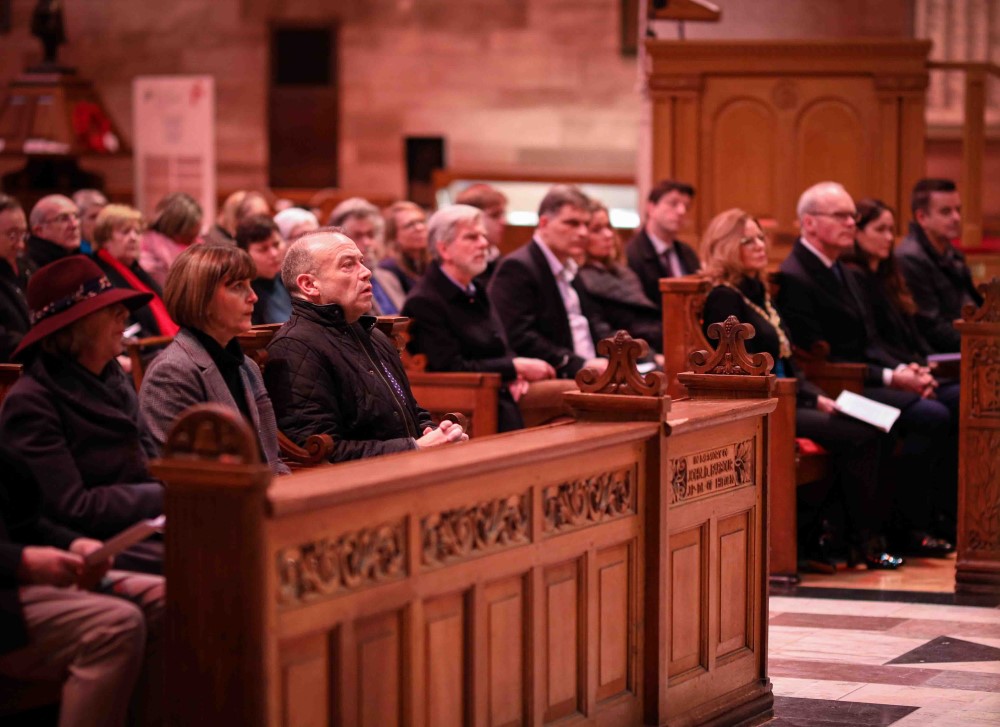 Secretary of State Chris Heaton-Harris, Belfast Lord Mayor Christina Black, and Irish Enterprise Minister Simon Coveney among guests at the service.