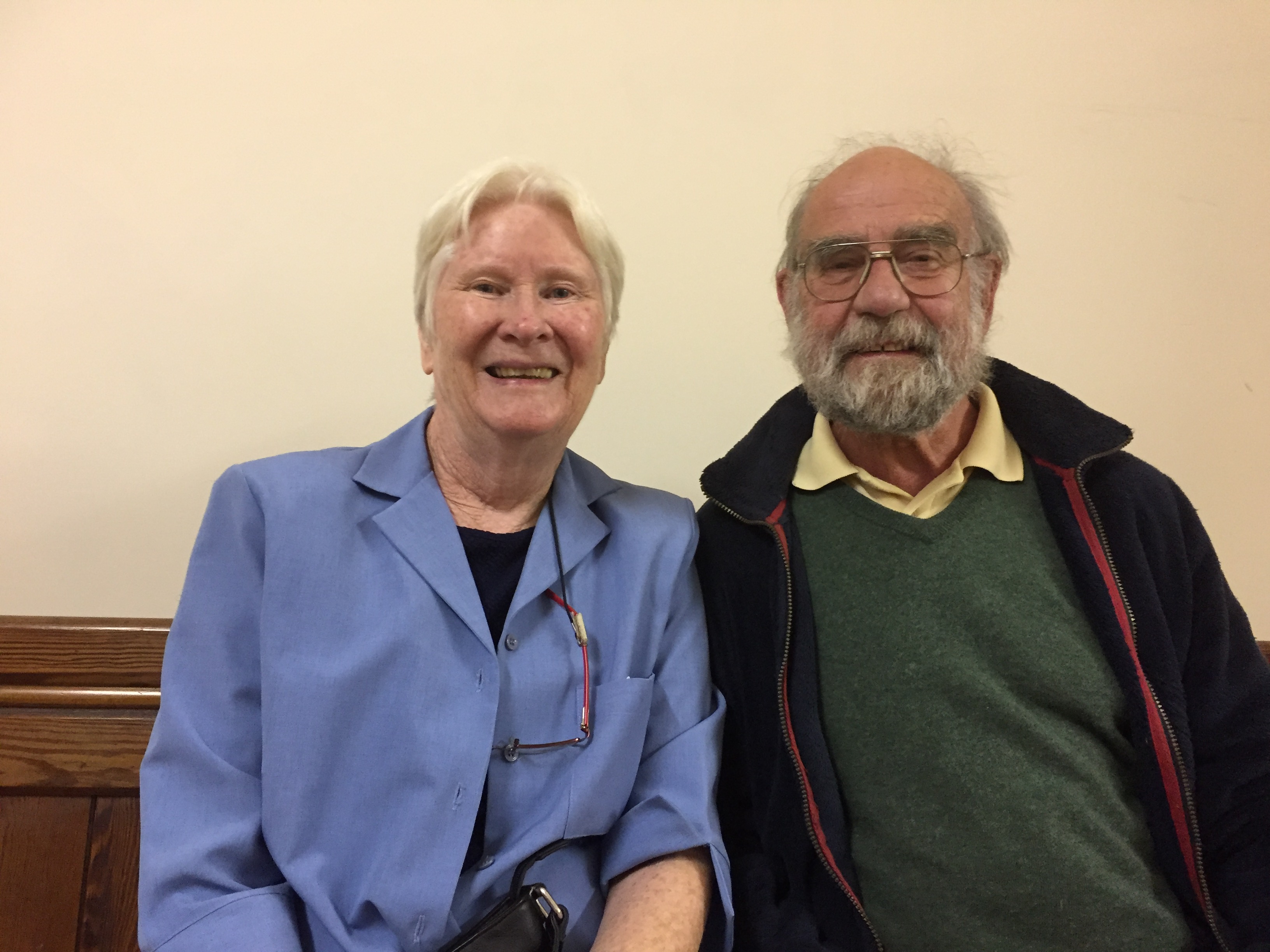 Sr. Mary and John Medlycott of Calary during one of Sr Mary's visits to Calary Church.