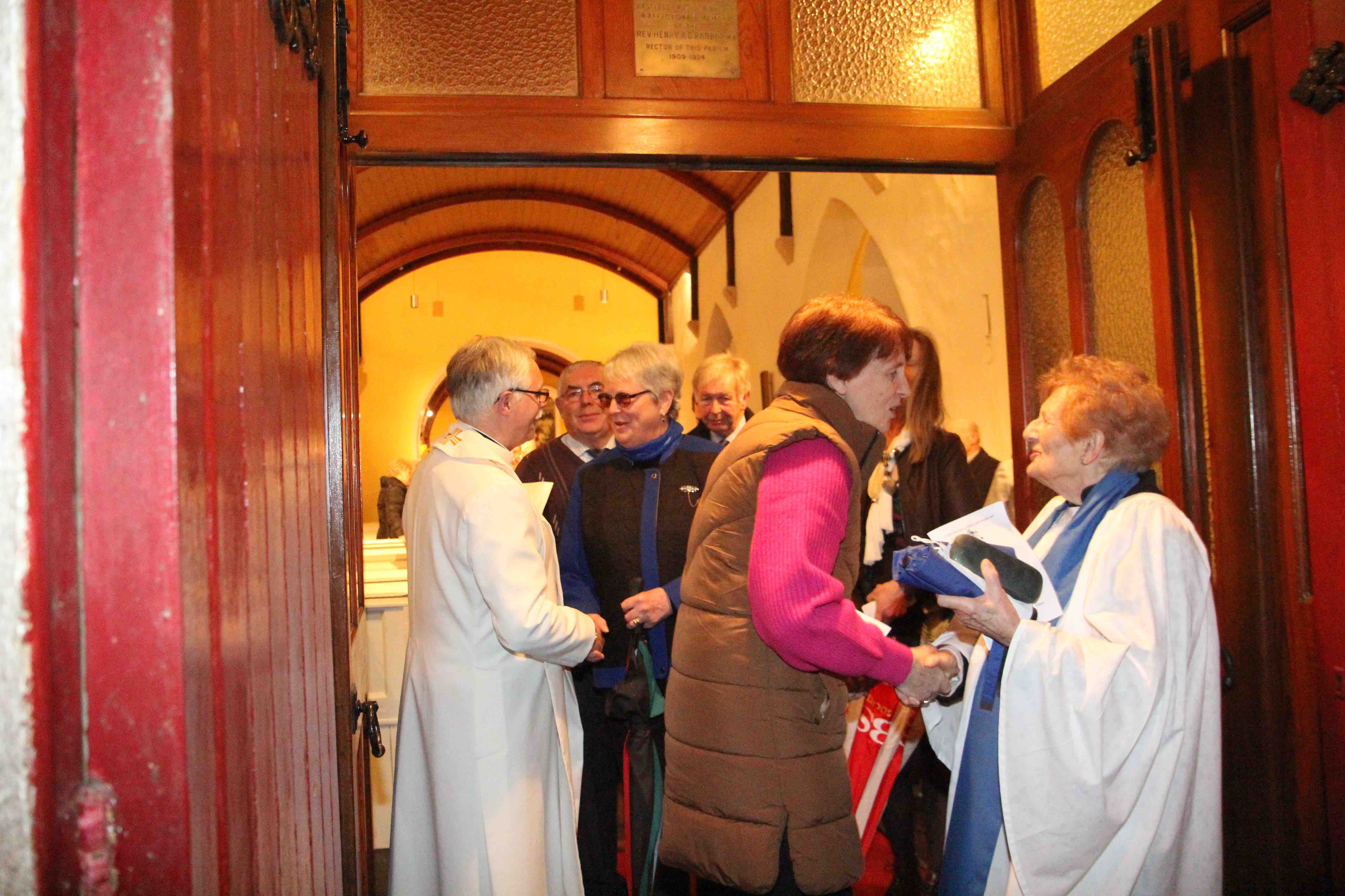 The new Rector greets his parishioners.