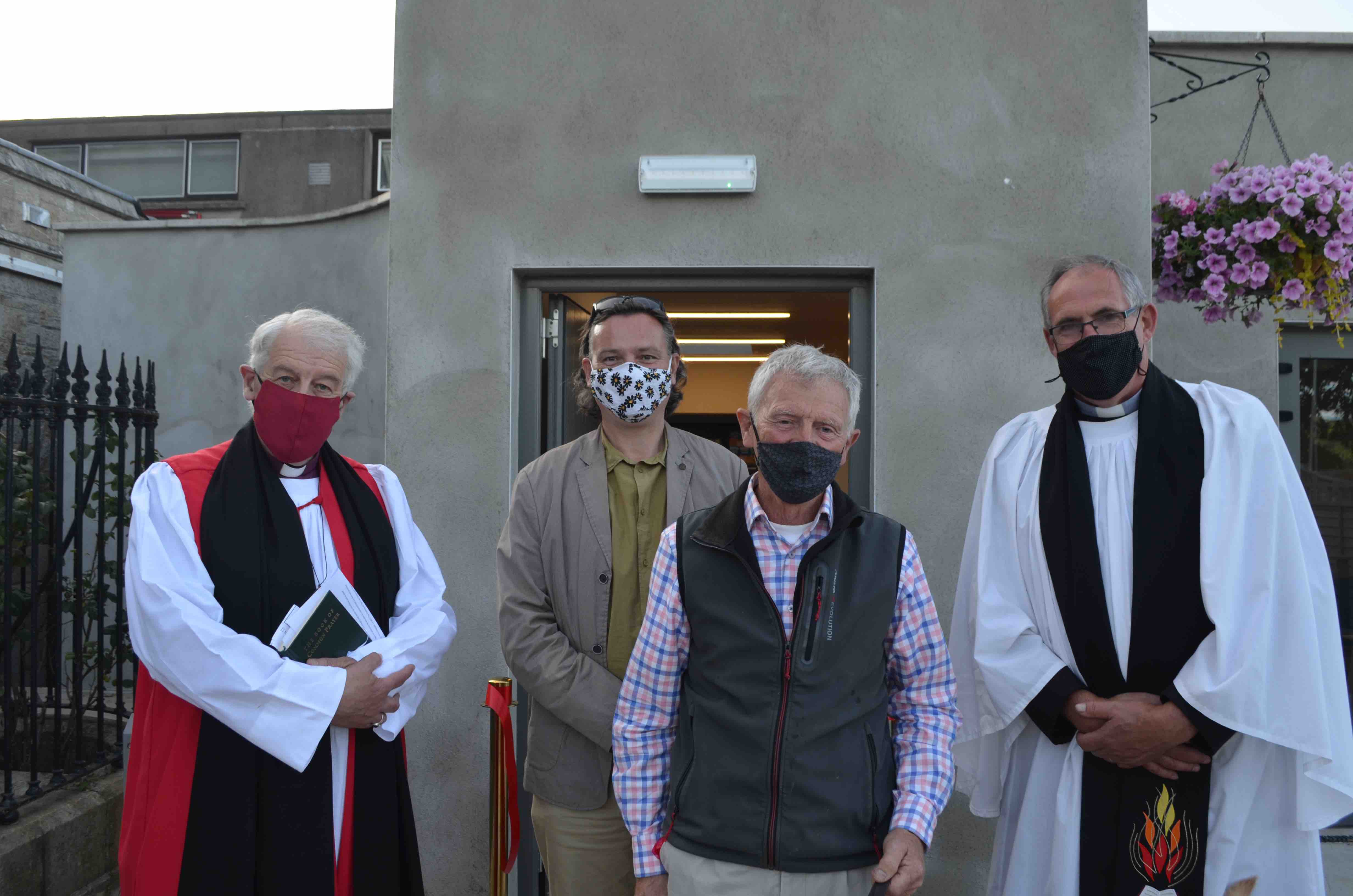 Archbishop Michael Jackson, the Revd Trevor Stevenson with Storehouse Architect Peter Oakes and Project Manager Robert Thompson.