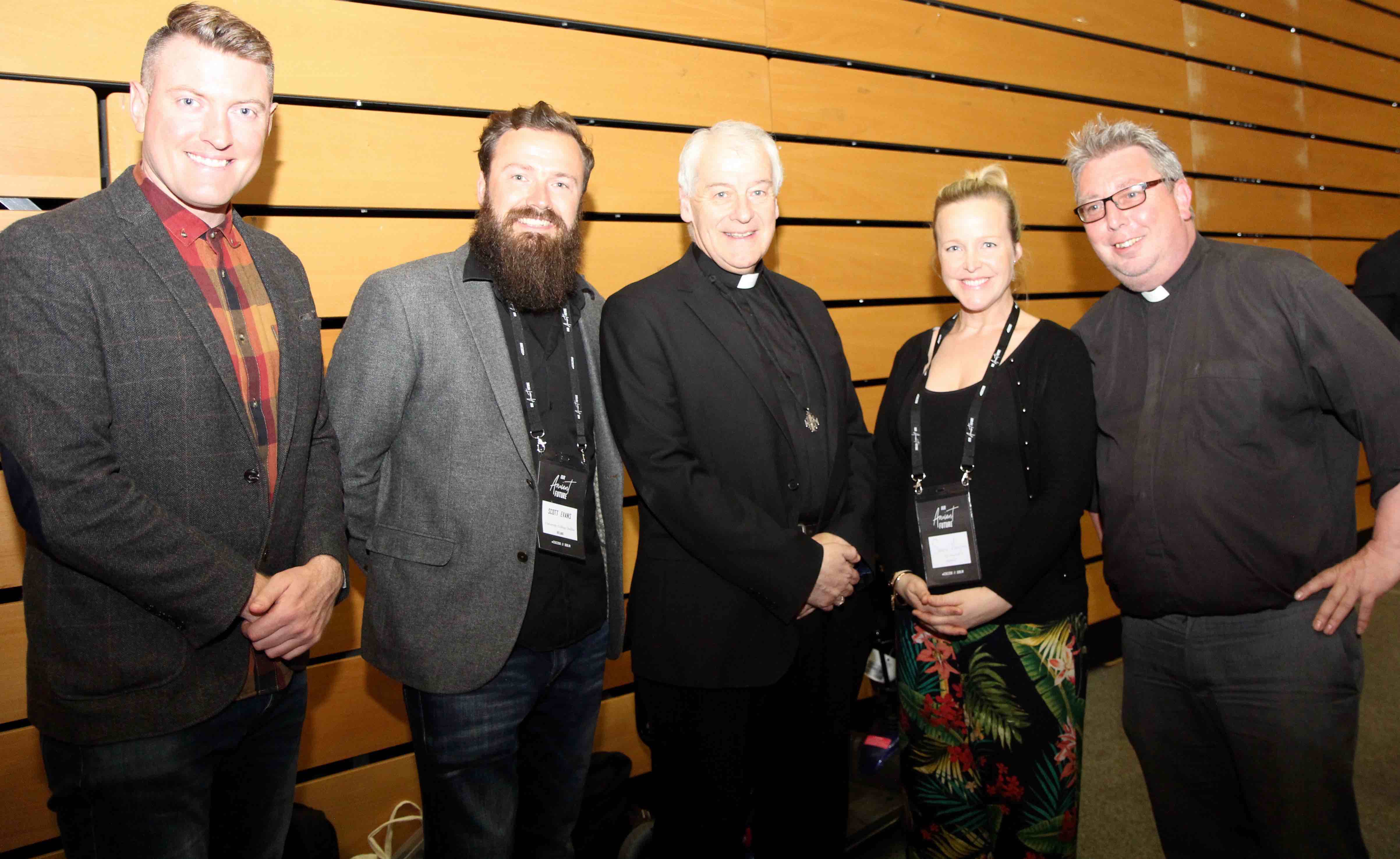 Some of the members of the Act 3 team with the Archbishop of Dublin at the recent European Chaplaincy Conference: Philip McKinley (DCU), Scott Evans (UCD), Archbishop Michael Jackson, Sarah Marshall (DIT) and the Revd Steve Brunn (TCD).