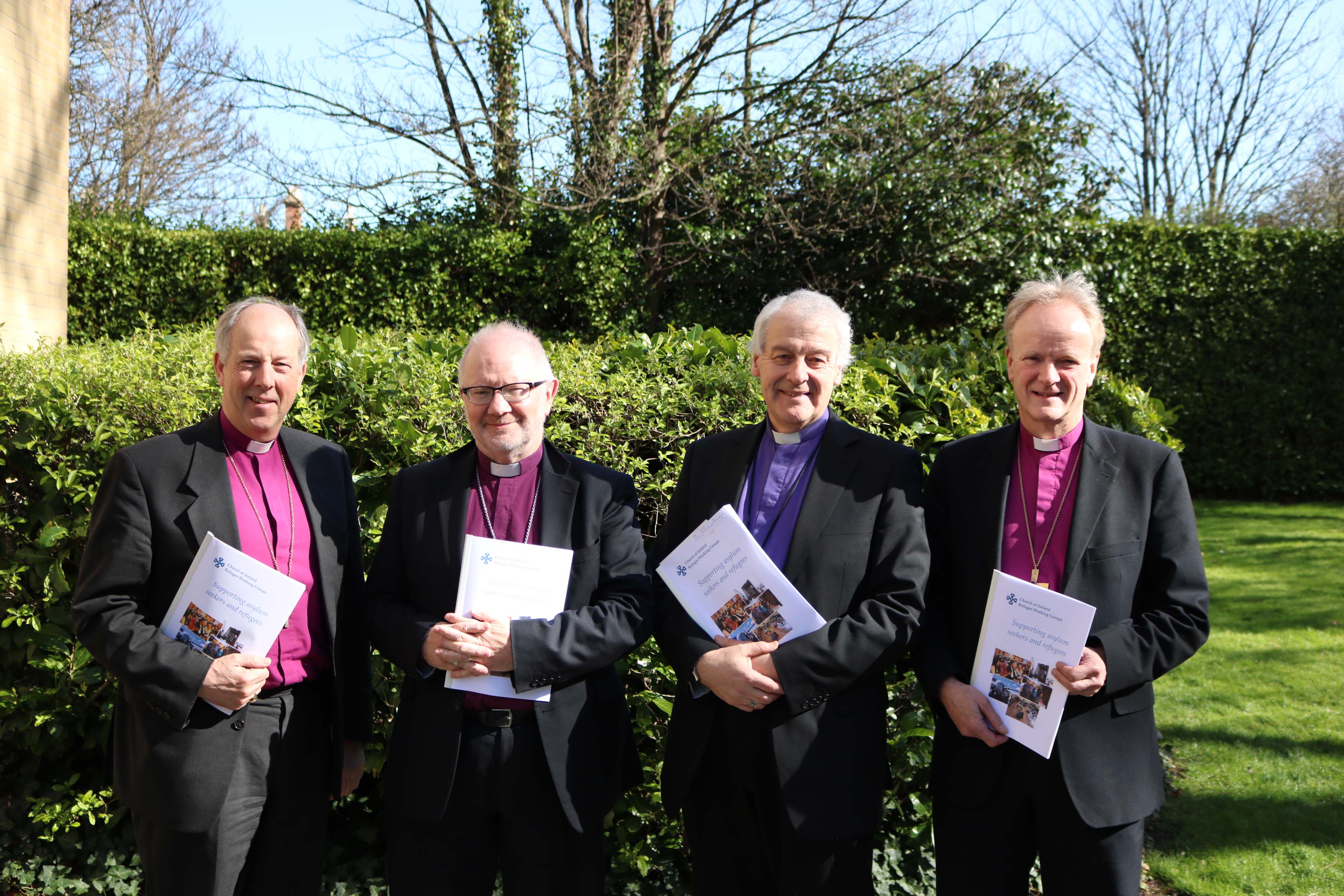 The Rt Revd Ken Good, Chairman of the Refugee Working Group (Northern Ireland); The Most Revd Dr Richard Clarke, Archbishop of Armagh; The Most Revd Dr Michael Jackson, Archbishop of Dublin; and The Rt Revd Patrick Rooke, Chairman of the Refugee Working Group (Republic of Ireland) pictured at the launch.