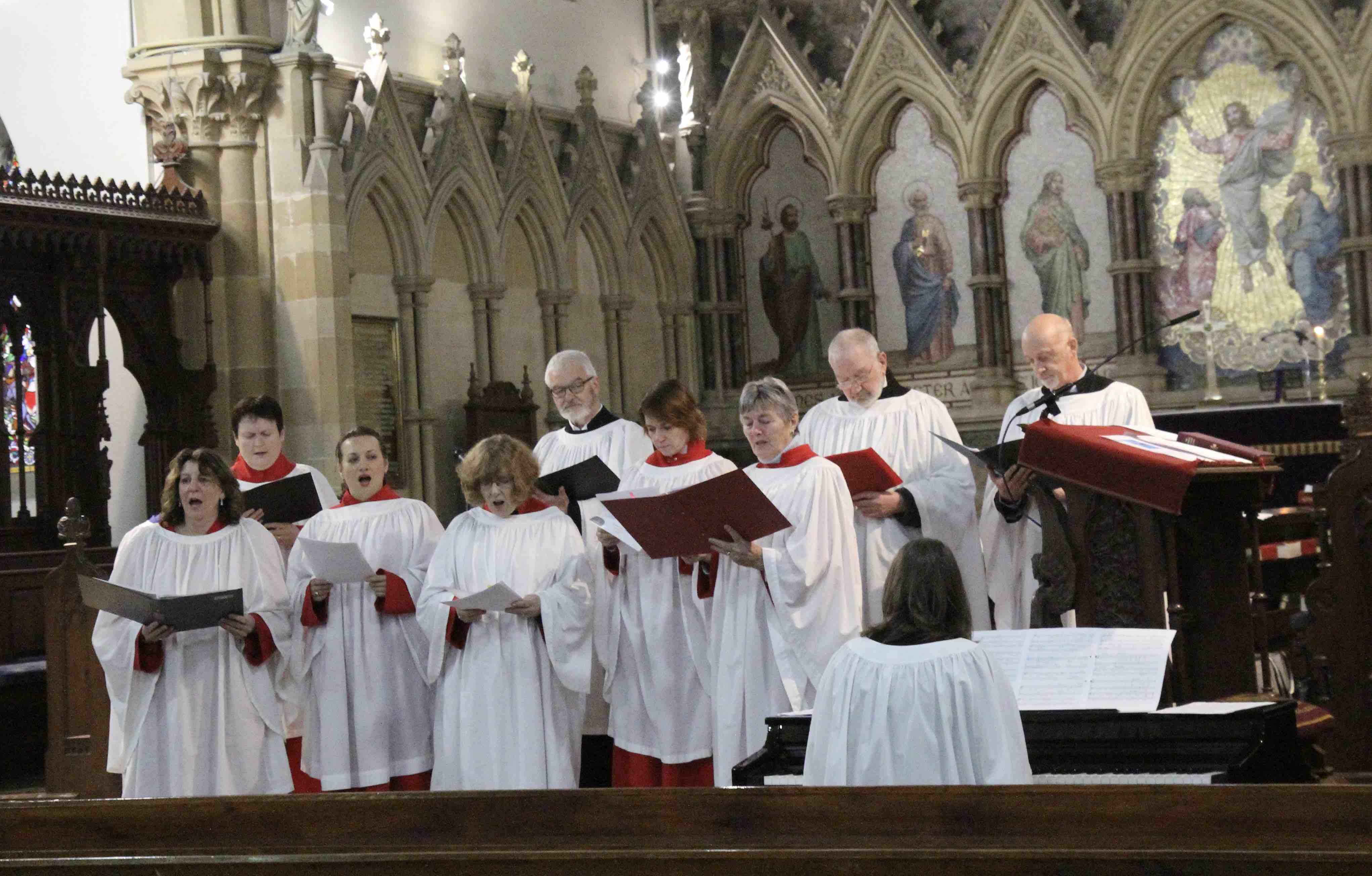 The choir singing the anthem.