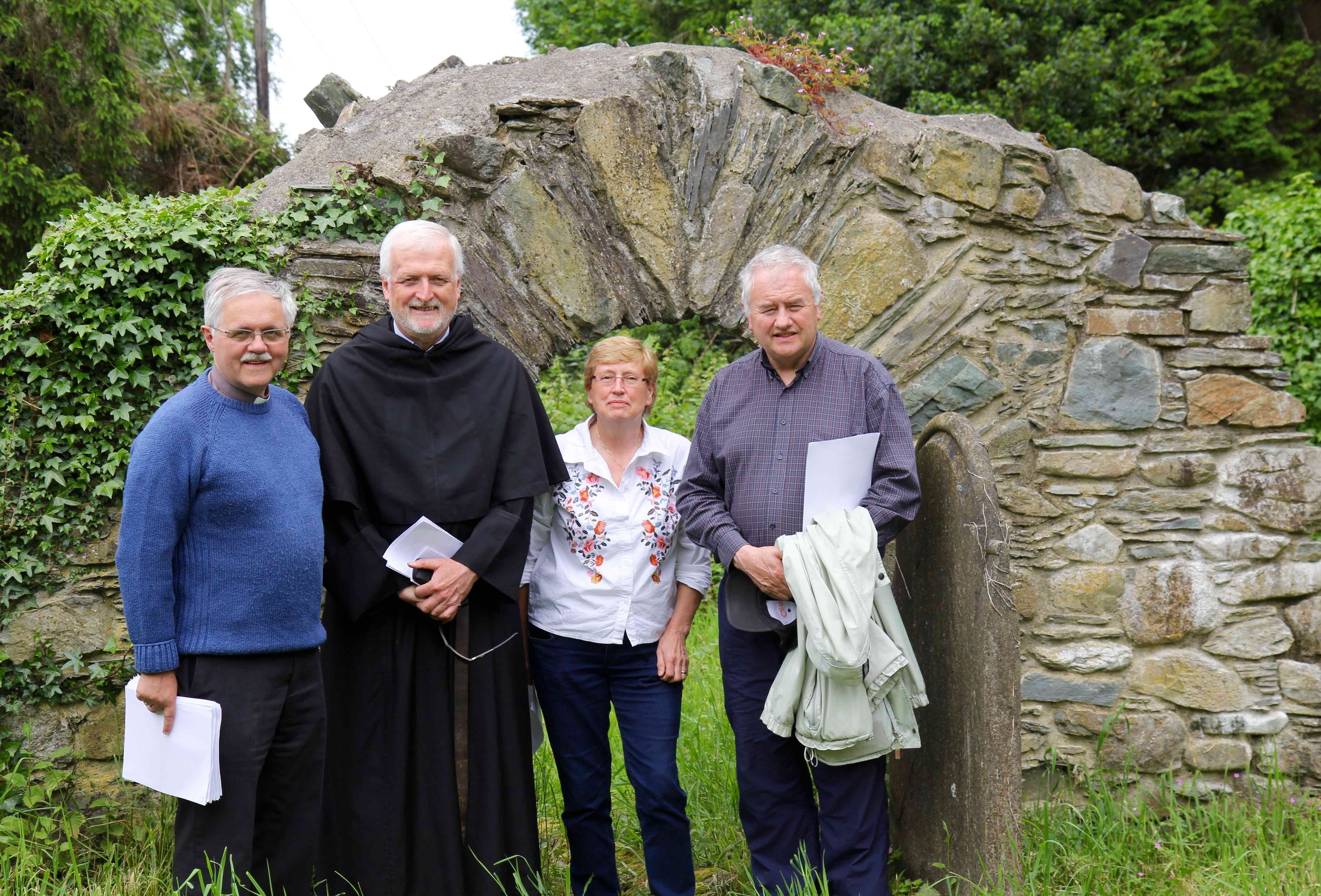 The Revd Ken Rue, Vicar of Wicklow and Killiskey Parish, Canon Kieran O'Mahony OSA, local historian Sheila Clarke and Fr Eamon Crossan ADM Ashford and Glenealy Parish.