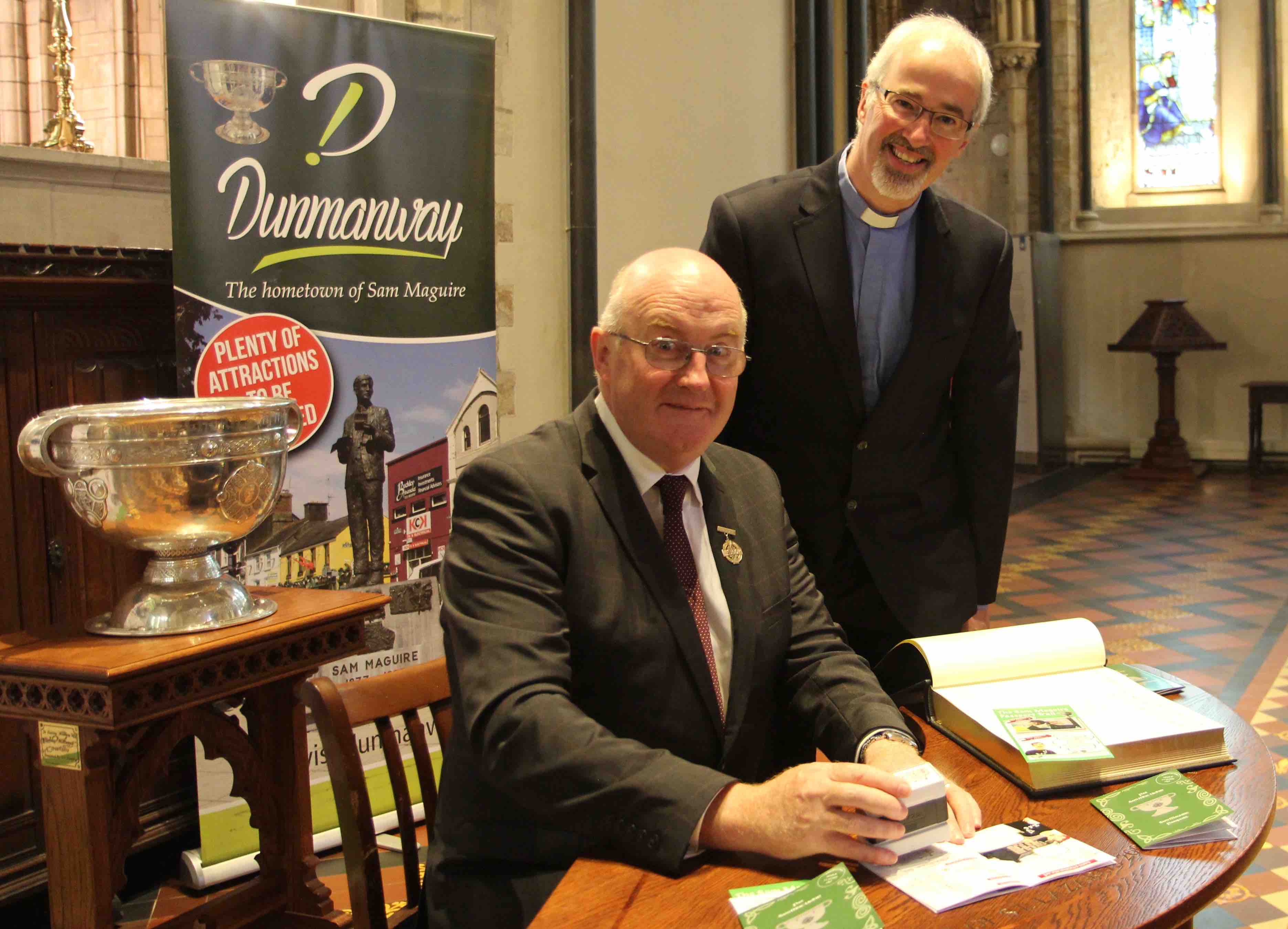 GAA President John Horan officially launches the Sam Maguire Passport with the Revd Cliff Jeffers.