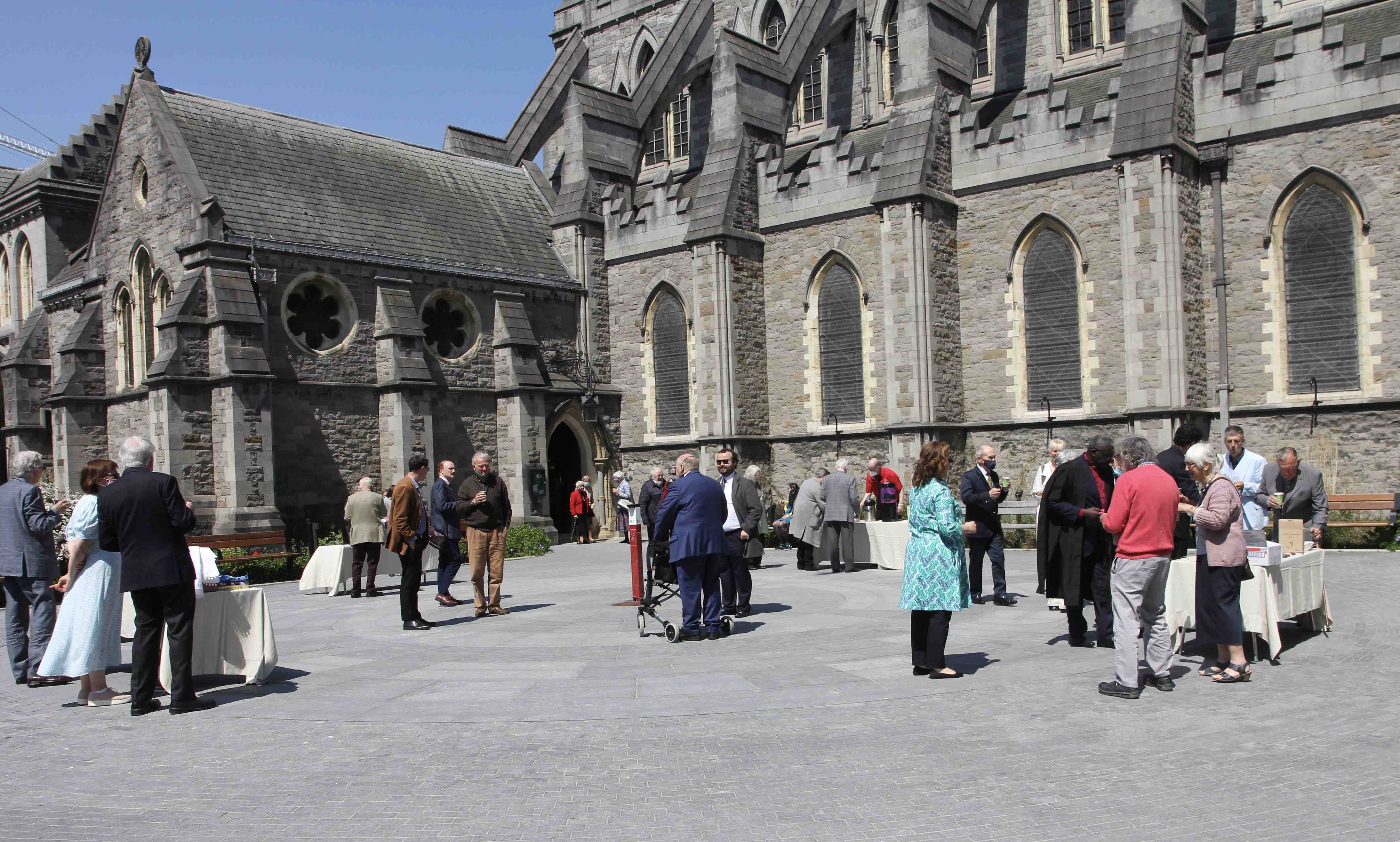 The Friends of Christ Church Cathedral gather outside the cathedral after the Patronal Service.