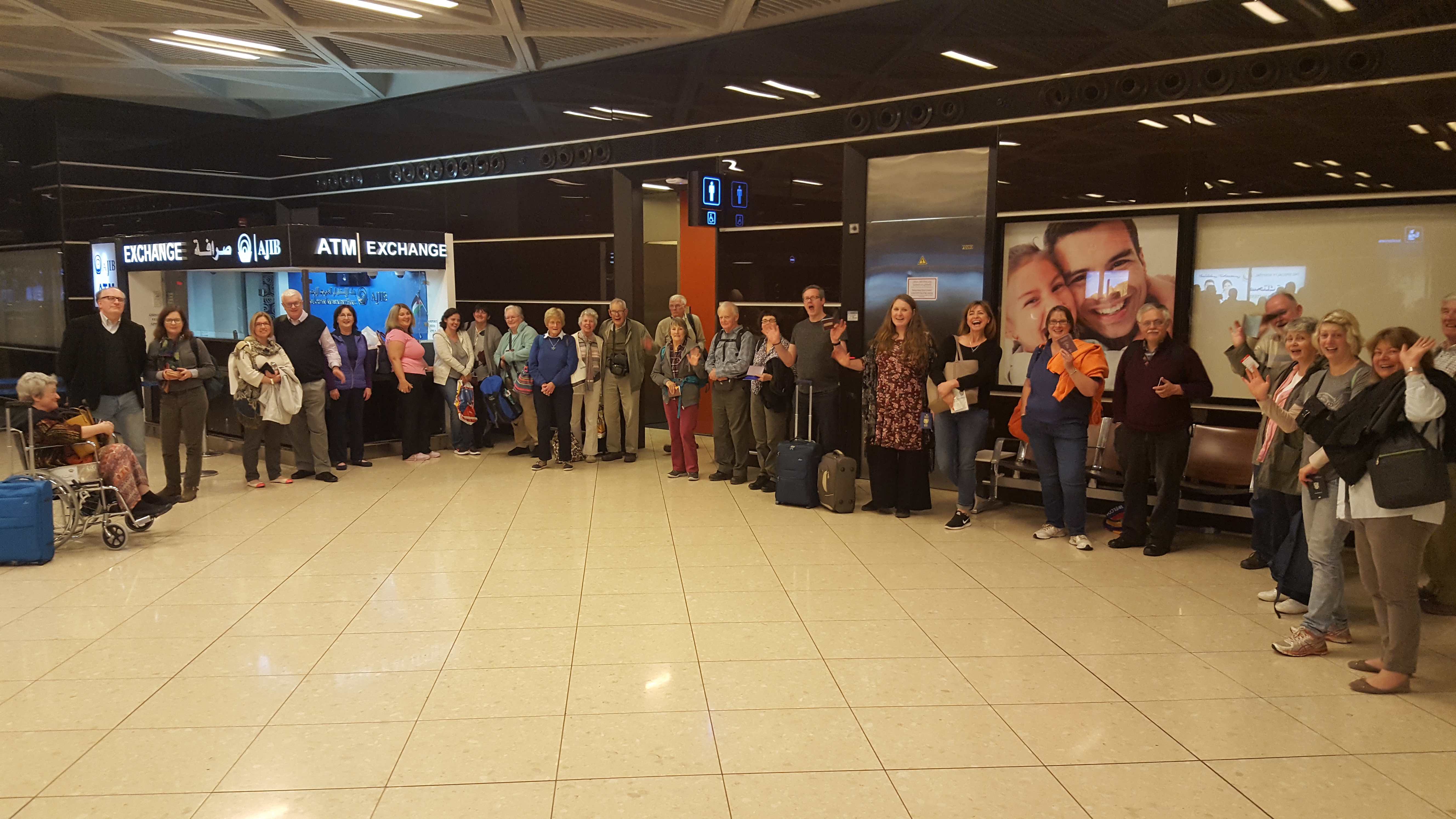 Pilgrims from Dublin & Glendalough in Amman Airport, Jordan, at the start of their visit to the Holy Land.