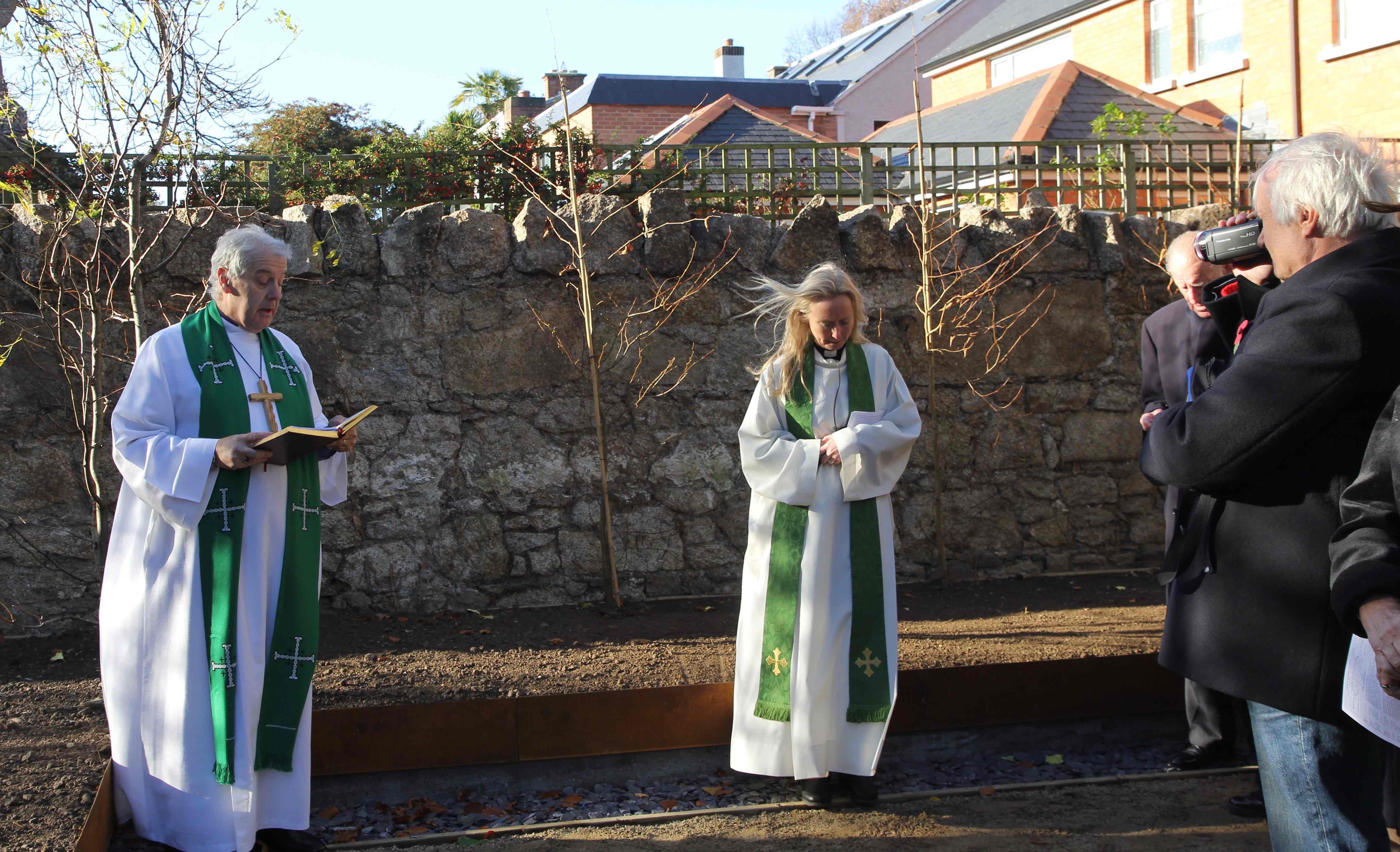 Archbishop Michael Jackson and Canon Sonia Gyles during the dedication of the Garden of Remembrance at St Philip's Church