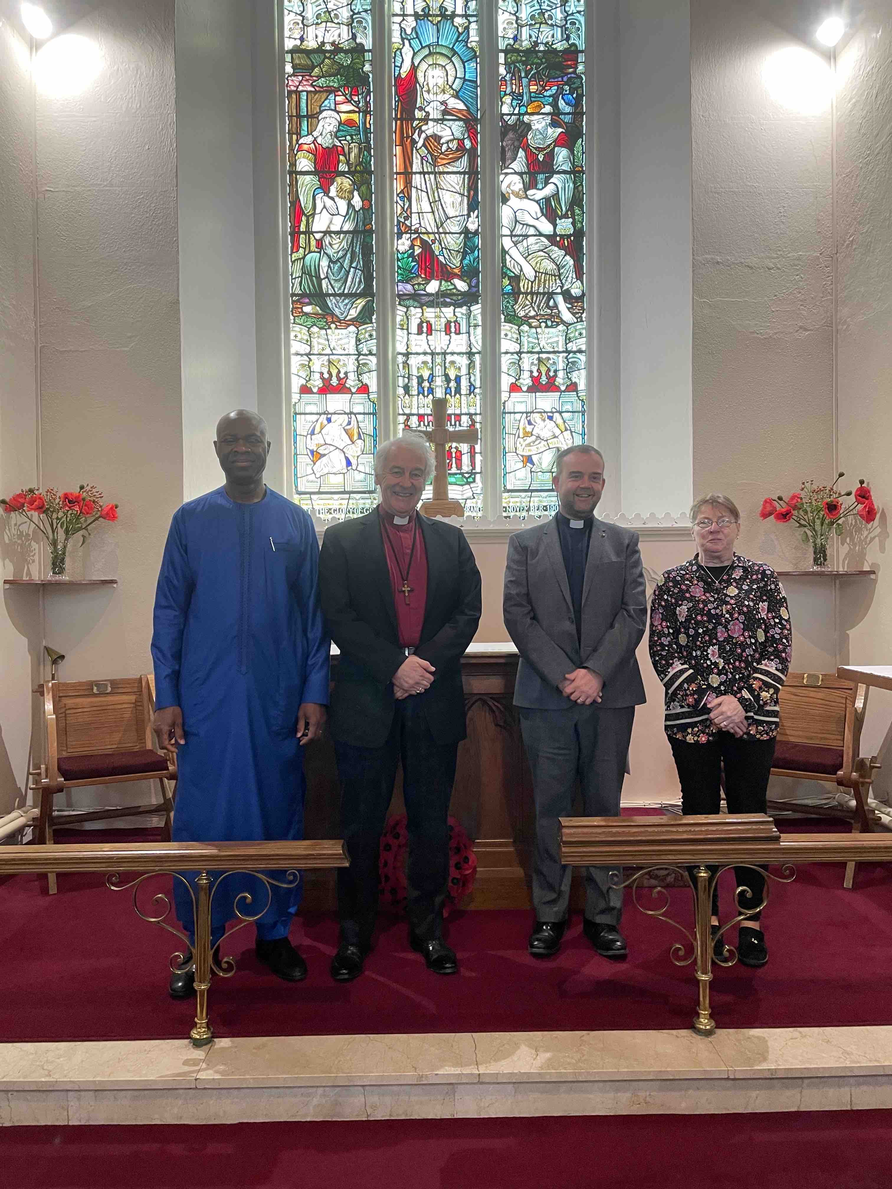 Remembrance Suday in St Mary's Clonsilla with Alex Alino, Archbishop Michael Jackson, the Revd Colin McConaghie and Avril McCabe.