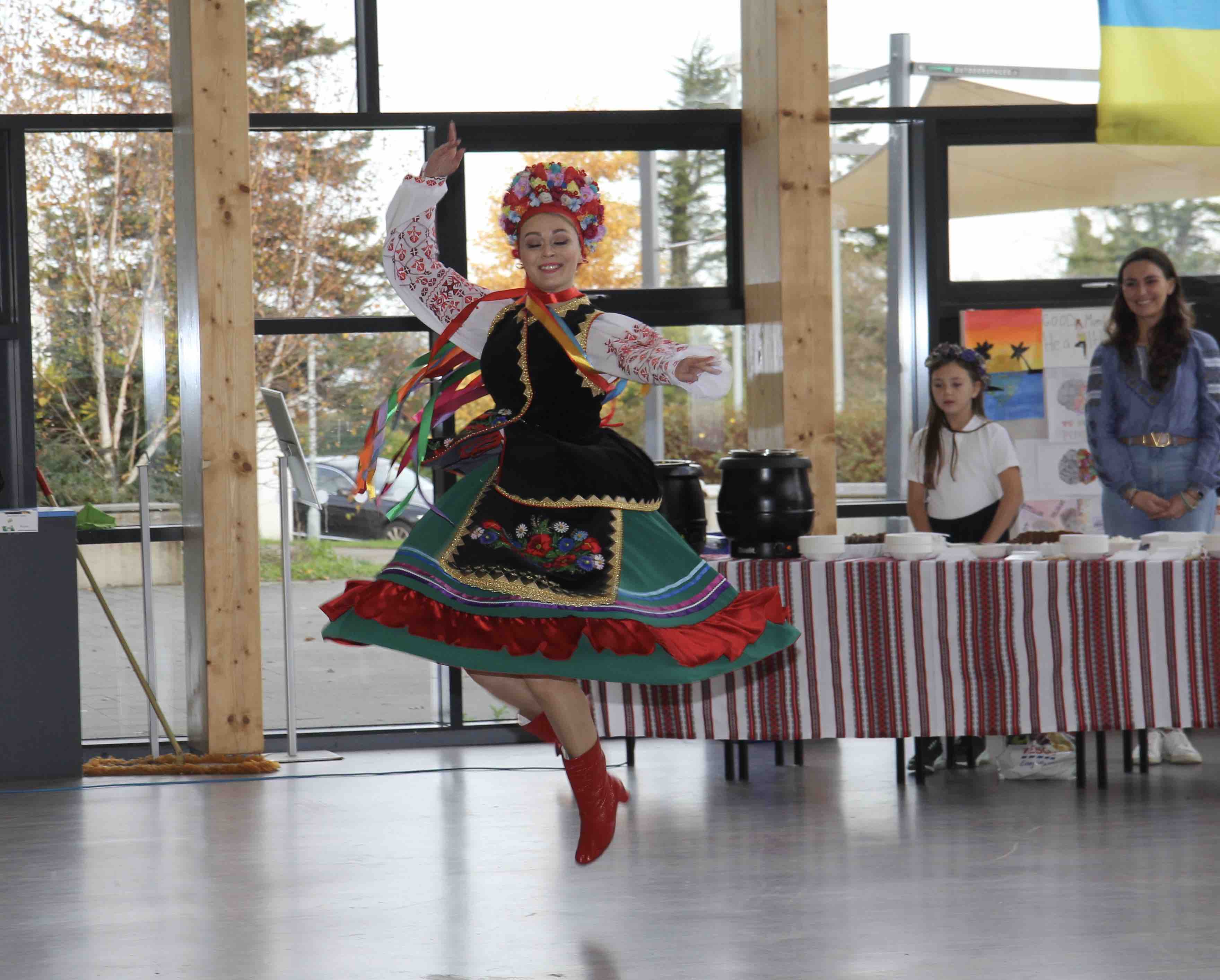 Nina Yelenchuk performes a traditional Ukrainian welcome dance.