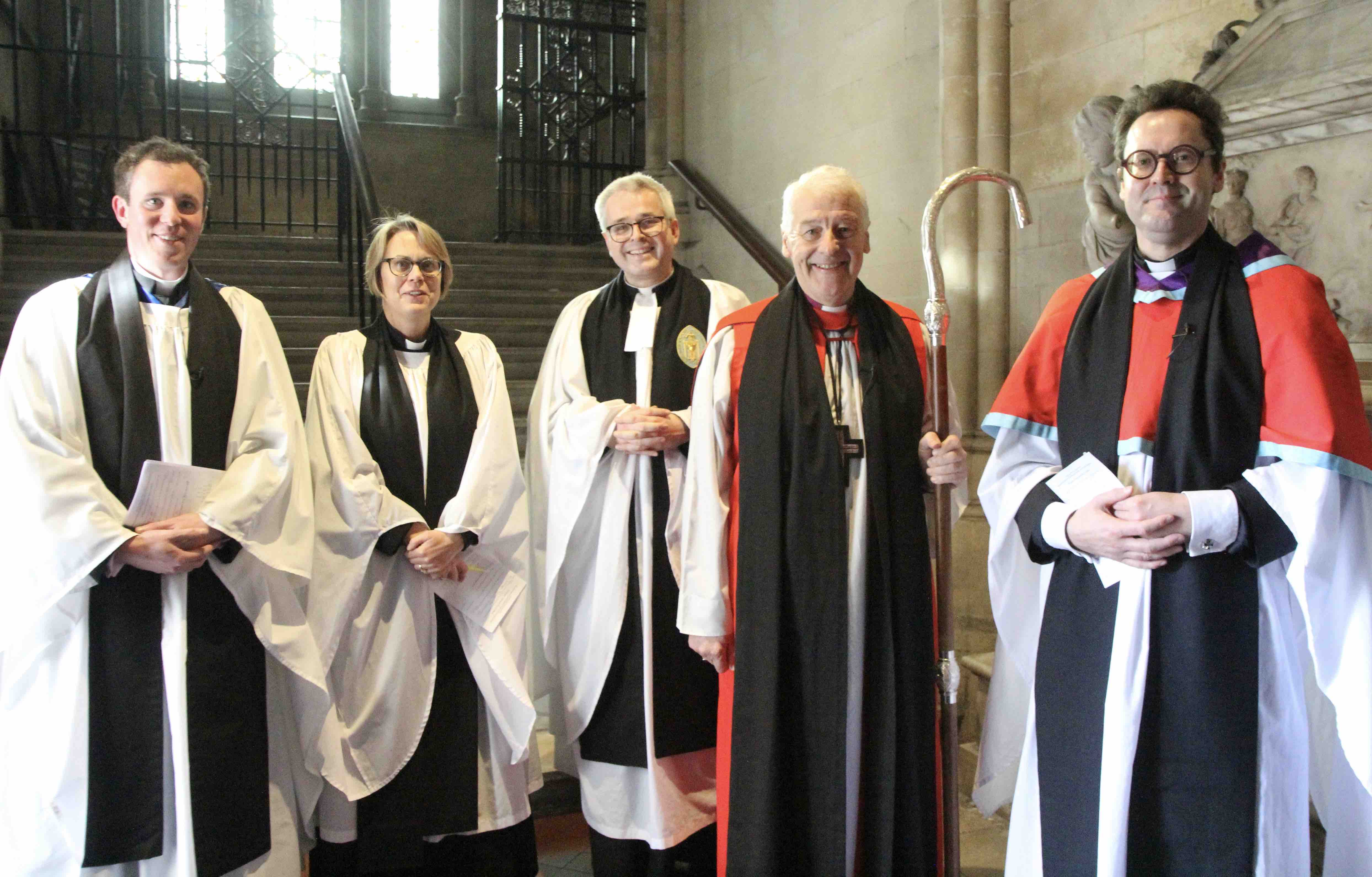 The Revd Sean Hanily, the Revd Jane Burns, Canon Paul Arbuthnot, Archbishop Michael Jackson and the Revd Edwin Aiken.