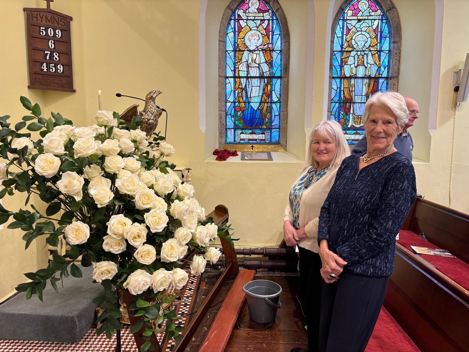 June Bow and Dee Jones with the Remembrance Flowers.