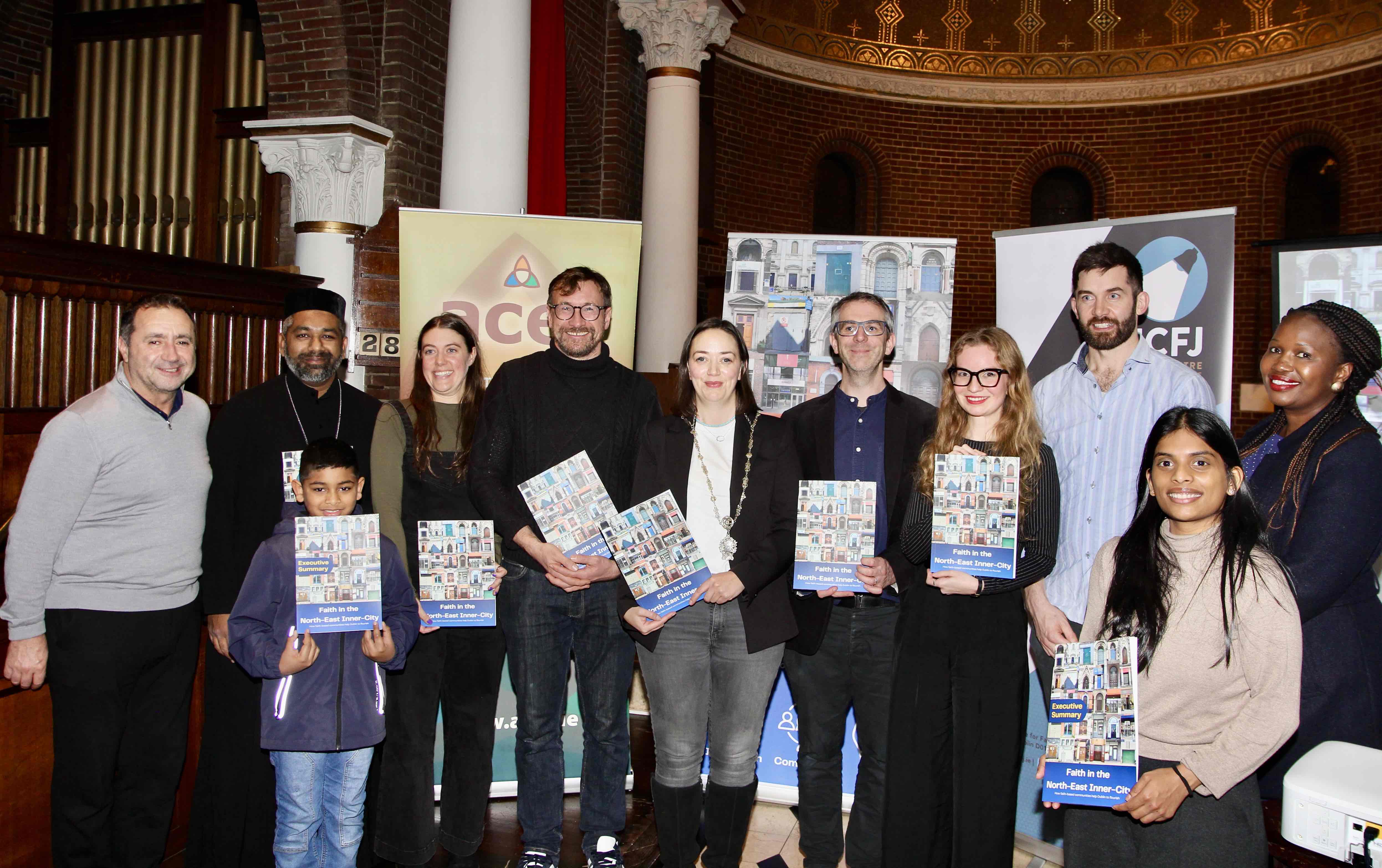 Adrian Cristae DCIF, Fr Stanly and his son of the Indian Orthodox Church, Anne Baenziger of St George and St Thomas's, Richard Carson ACET, Cllr Janet Horner, Kevin Hargaden, Sophie Manaeva, Keith Adams, Johanna Boloi ACET and Jobitha Prince.