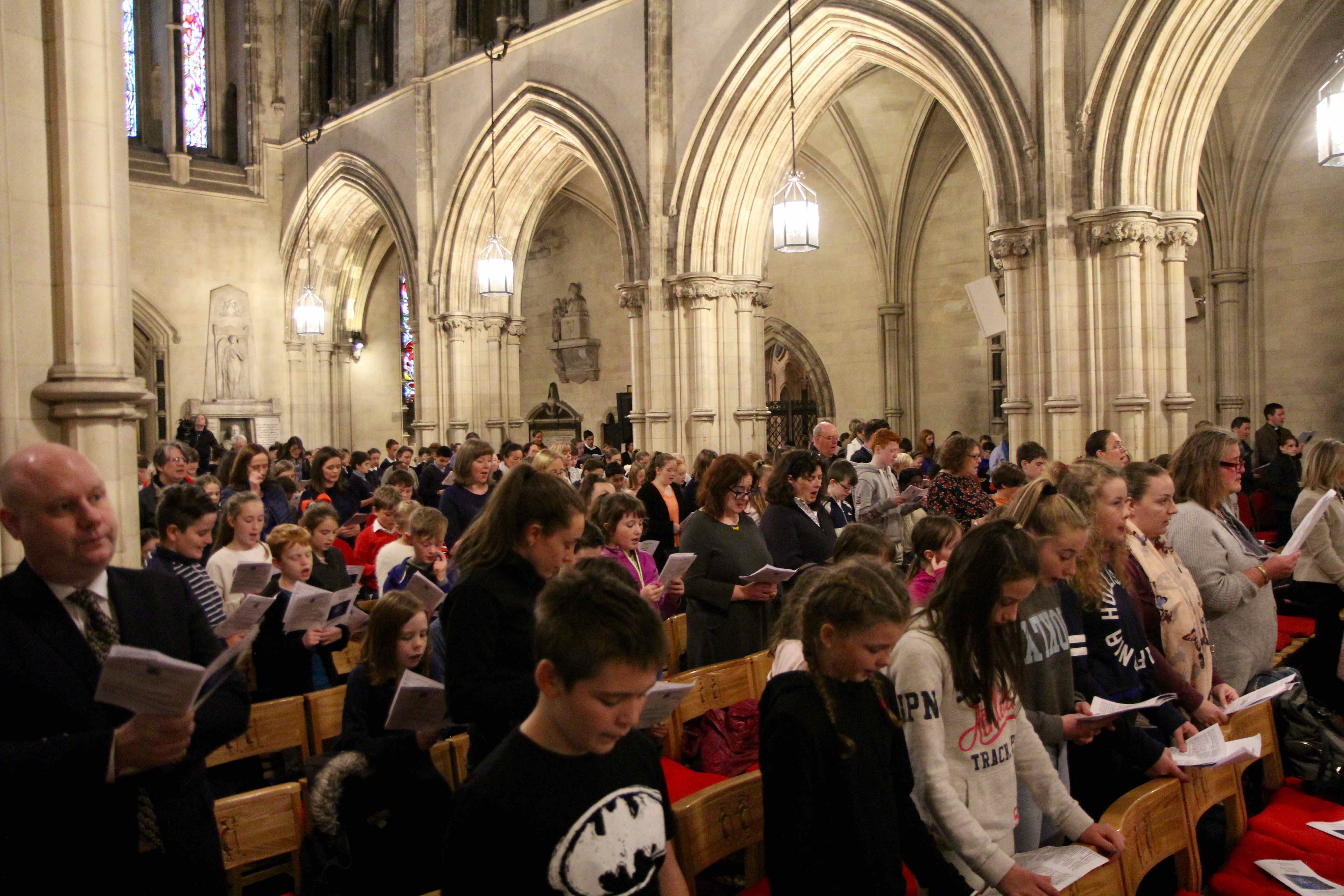 Some of the pupils from all over Dublin & Glendalough at the annual Diocesan Service for Primary and Junior Schools in Christ Church Cathedral.