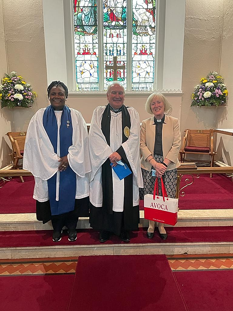 Canon Paul Houston retired as Rector of Castleknock and Mulhuddart with Clonsilla at the end of September. He is pictured with his wife, Canon Adrienne Galligan (right) and Diocesan Reader, Stella Obe (left).