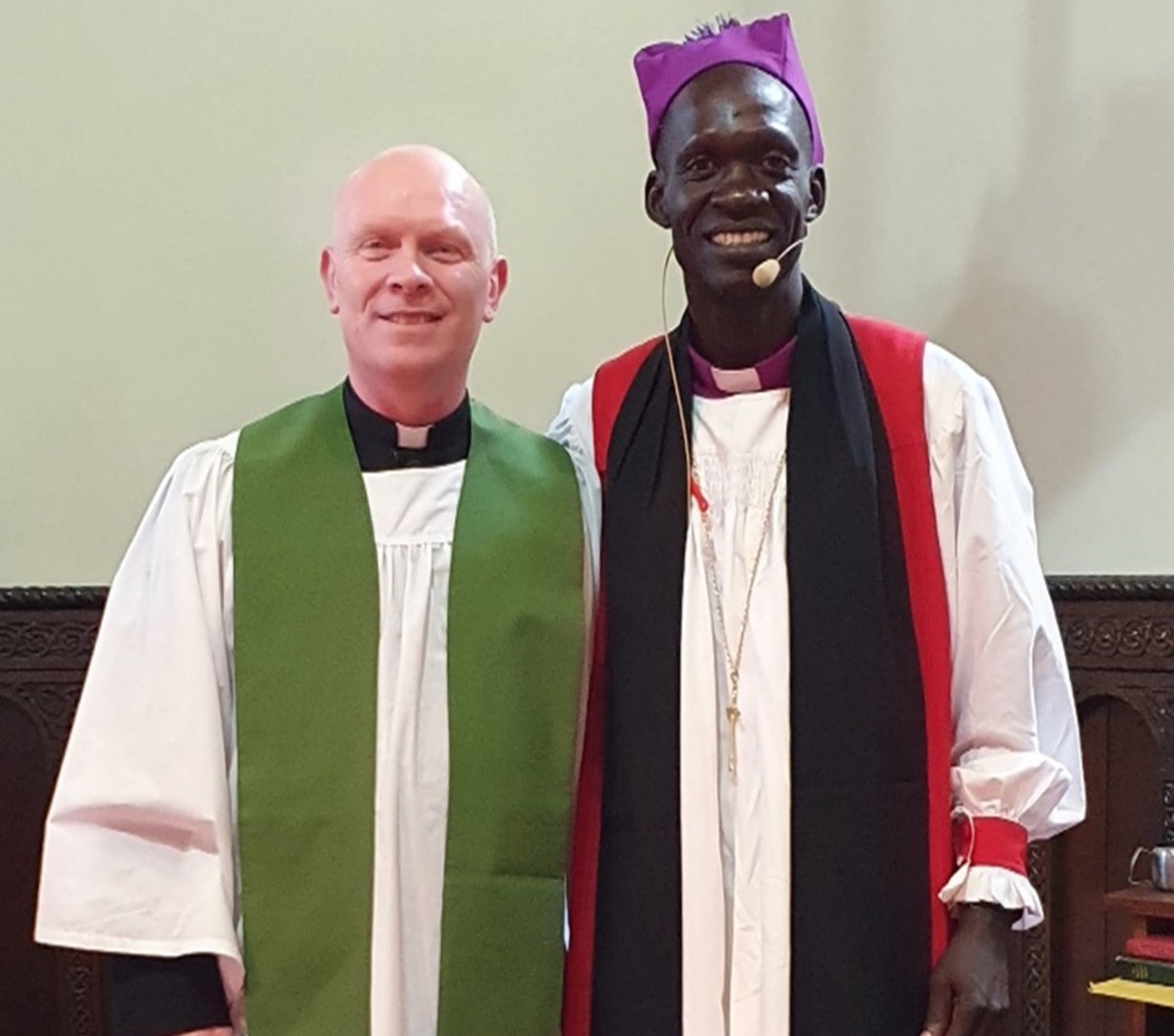 Bishop Levi Yepete with the Revd Tom O'Brien at Kill O' The Grange in August this year.