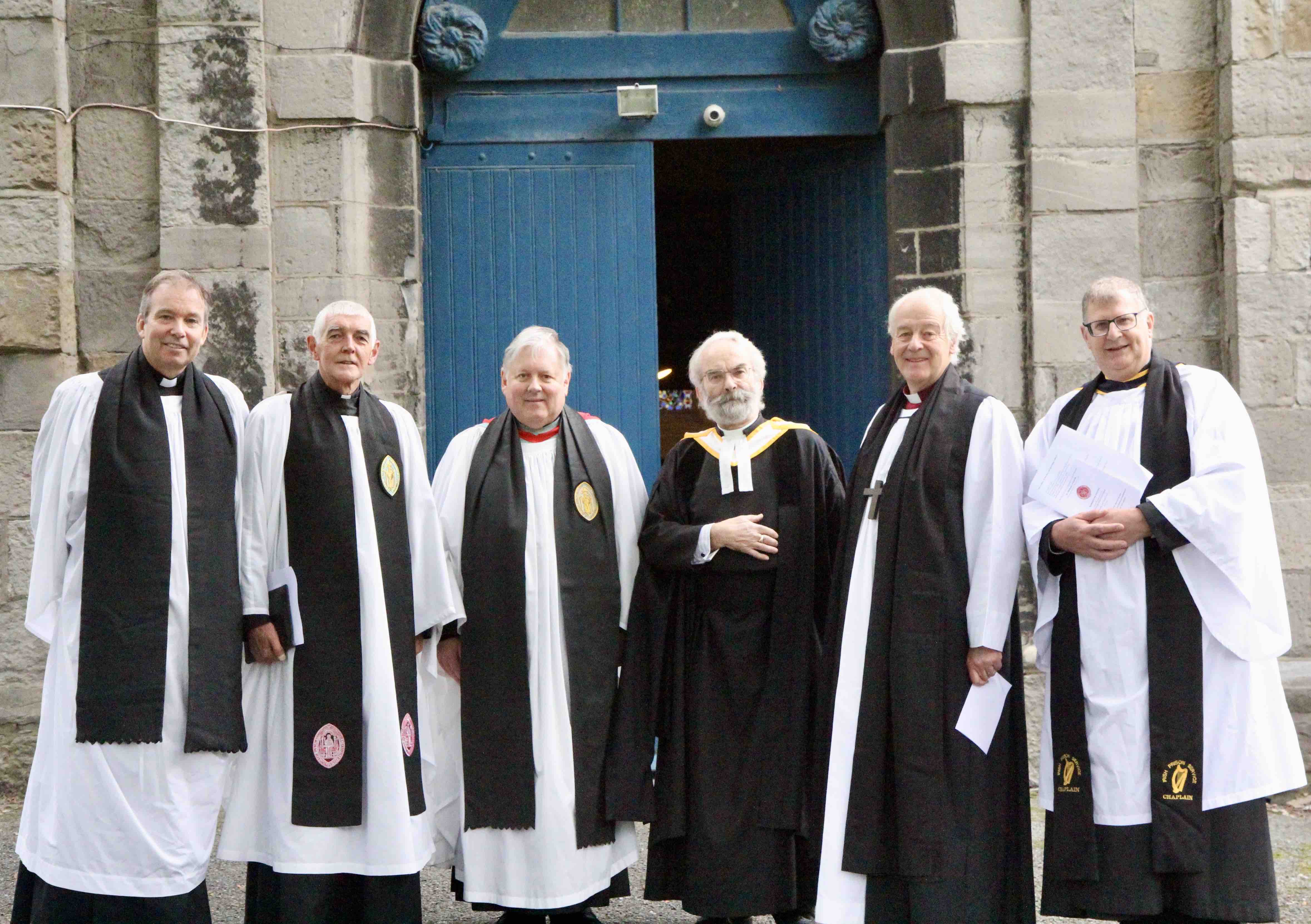 Canon Peter Campion, Archdeacon David Pierpoint, Dean William Morton, the Revd Robert Marshall (preacher), Archbishop Michael Jackson, and the Revd Alan Rufli.