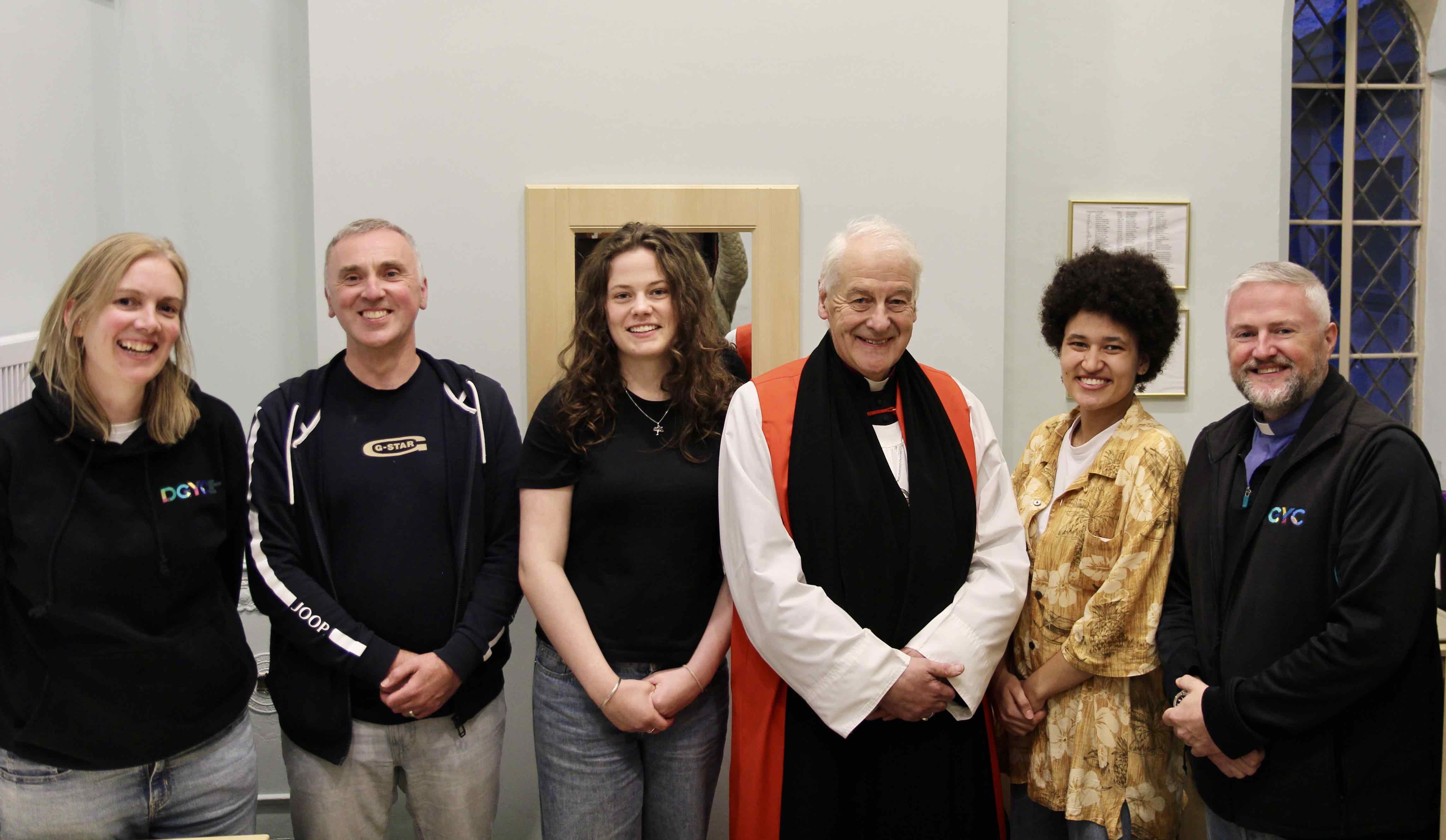 Molly and Nana with Archbishop Michael Jackson, the Rectors of the parishes in which they will serve the Revd Rob Clements and Canon Alan Breen and Emma Fawcett, the young ministry development officer.