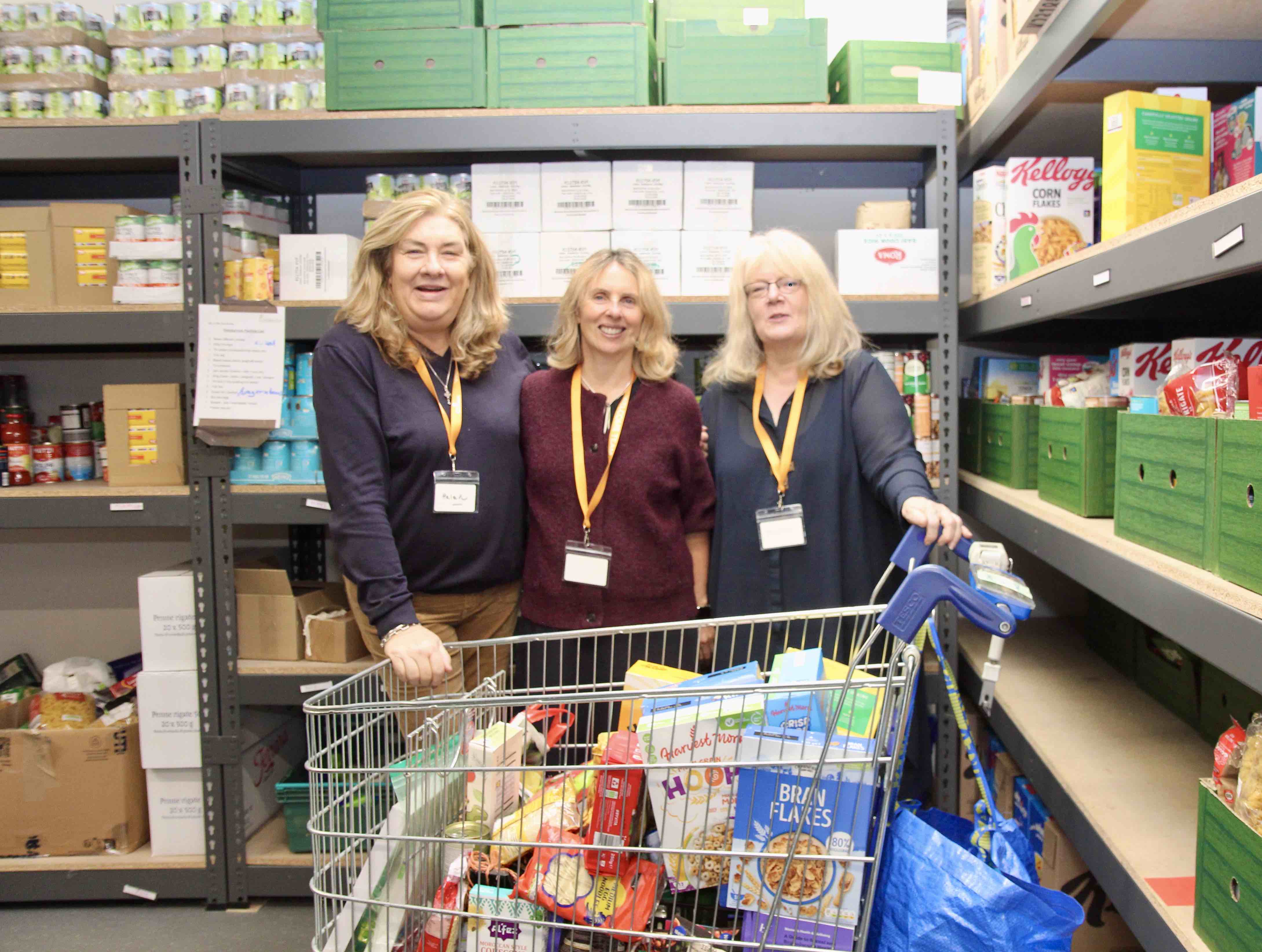 Volunteers Helen Warde, Suzie Byrne and Delwen Bowler in the Storehouse.