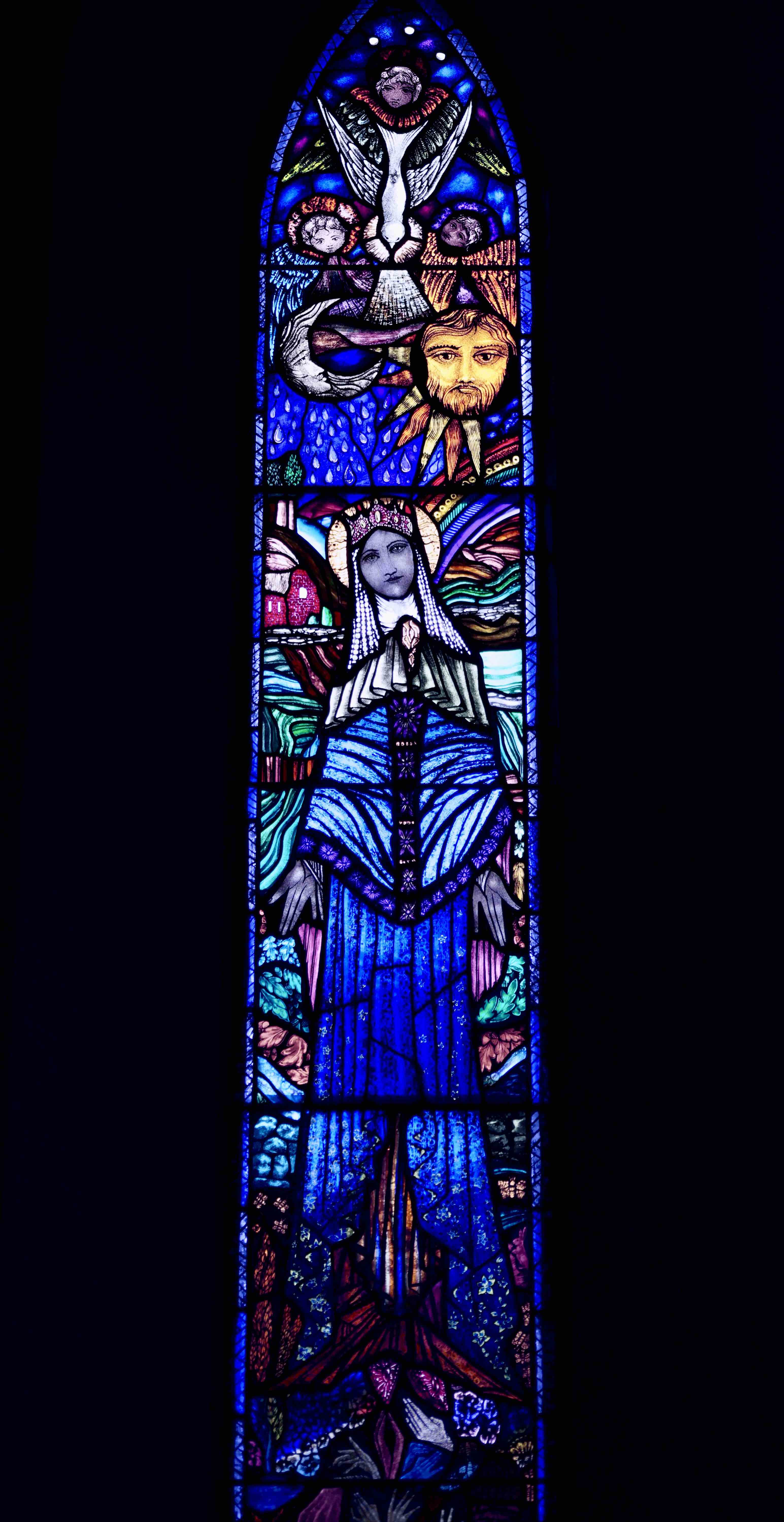 Kilternan's new stained glass window.