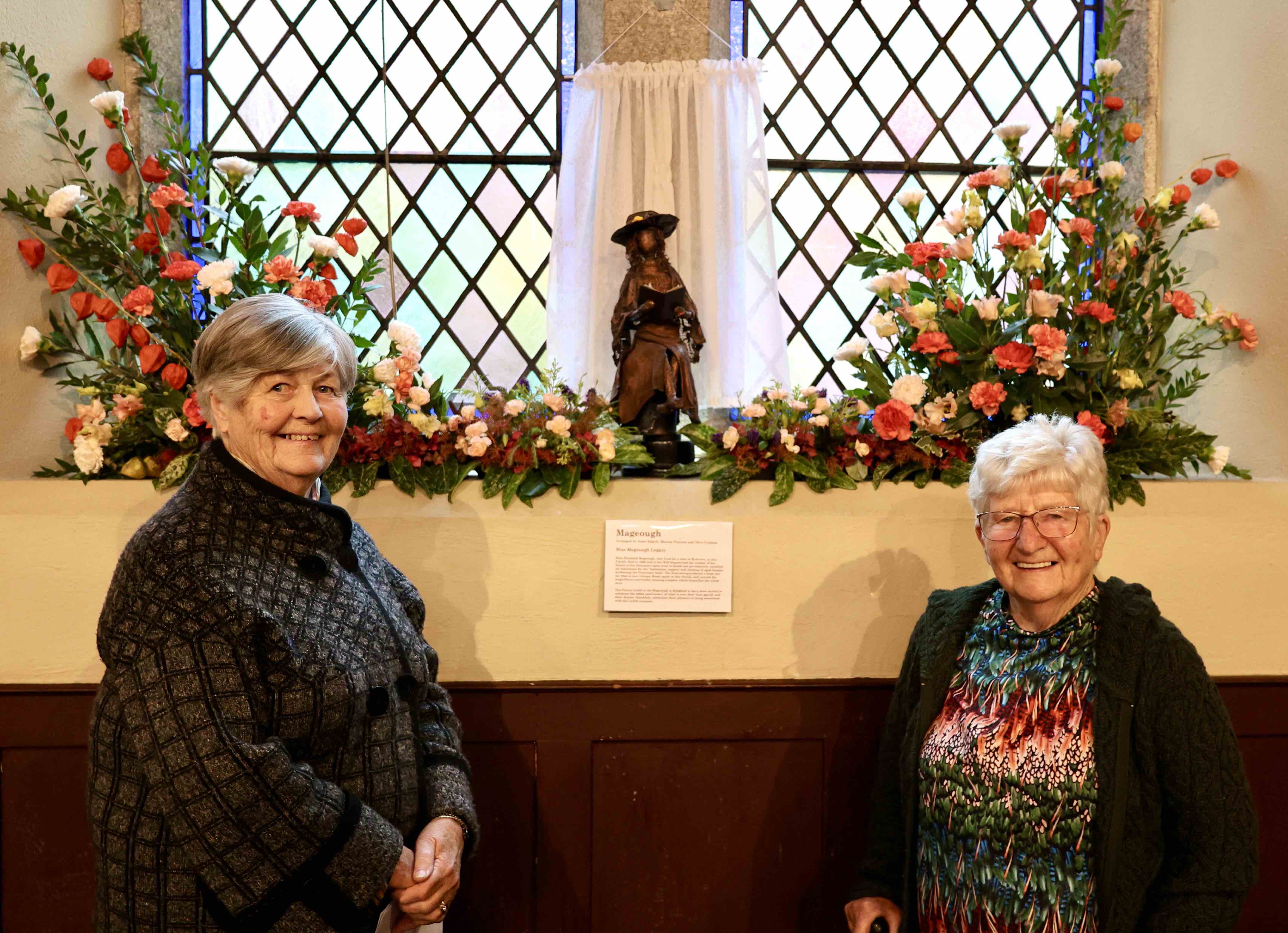 The fabulous Miss Mageough with two of the display's creators Janet Edgely and Marina Pearson. Olive Graham was the third creator.