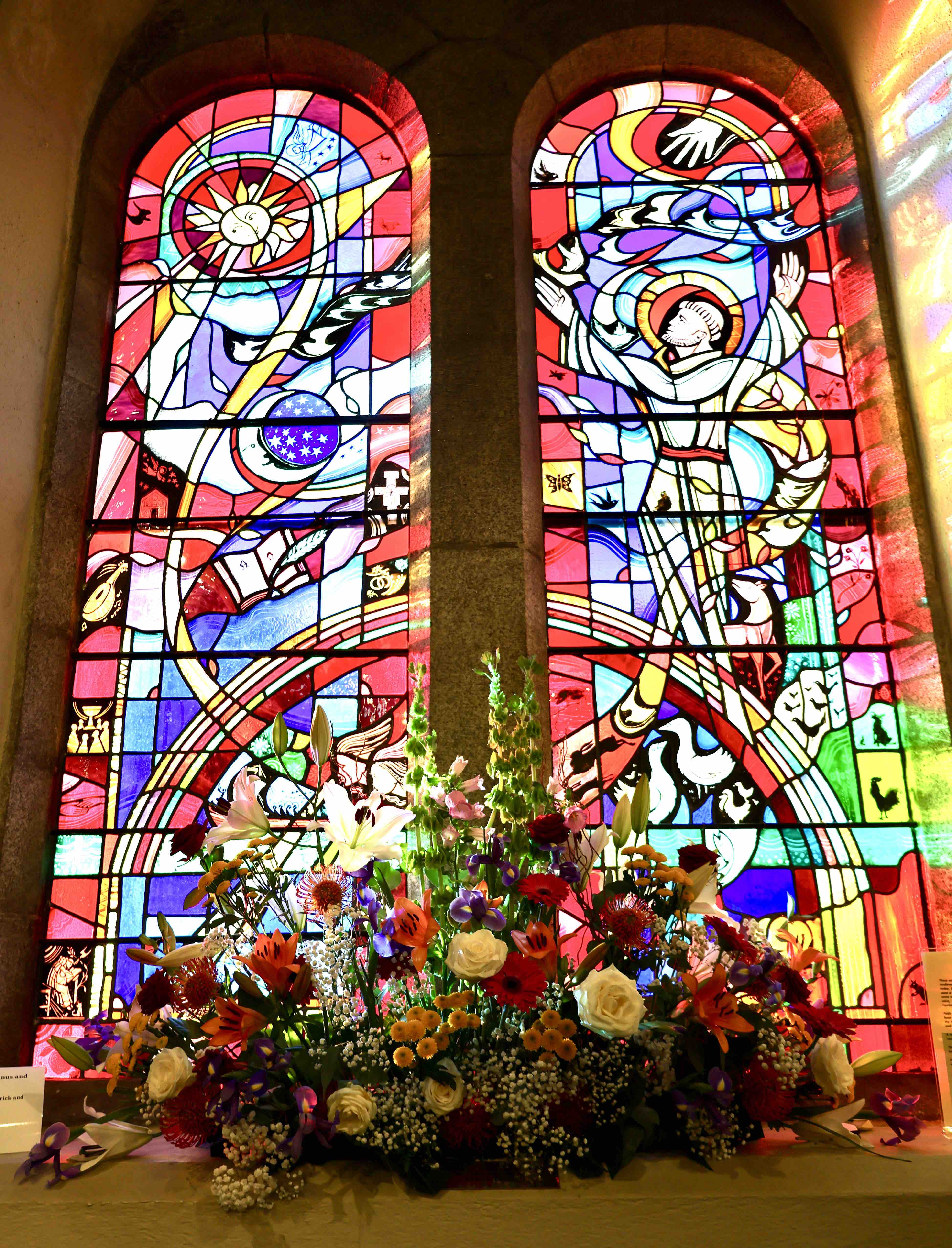 One of the stunning floral displays in Sandford Parish Church.